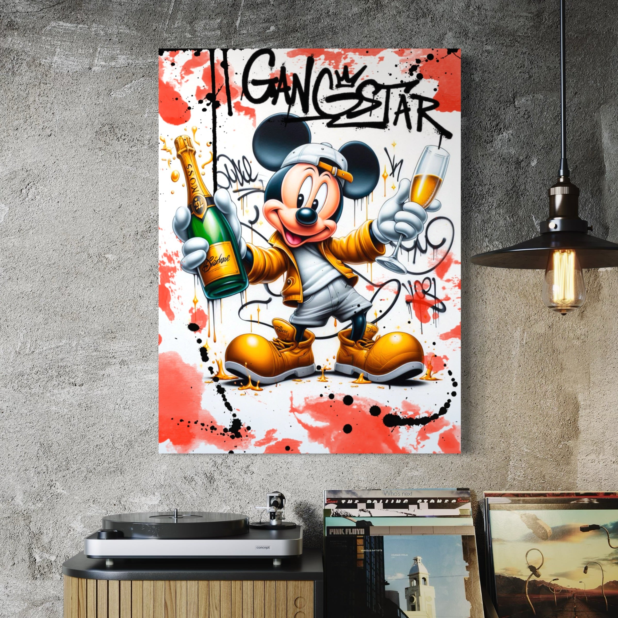 Tableau Mickey - Mickey Gangsta Pop Art Street - Fabulartz.fr 