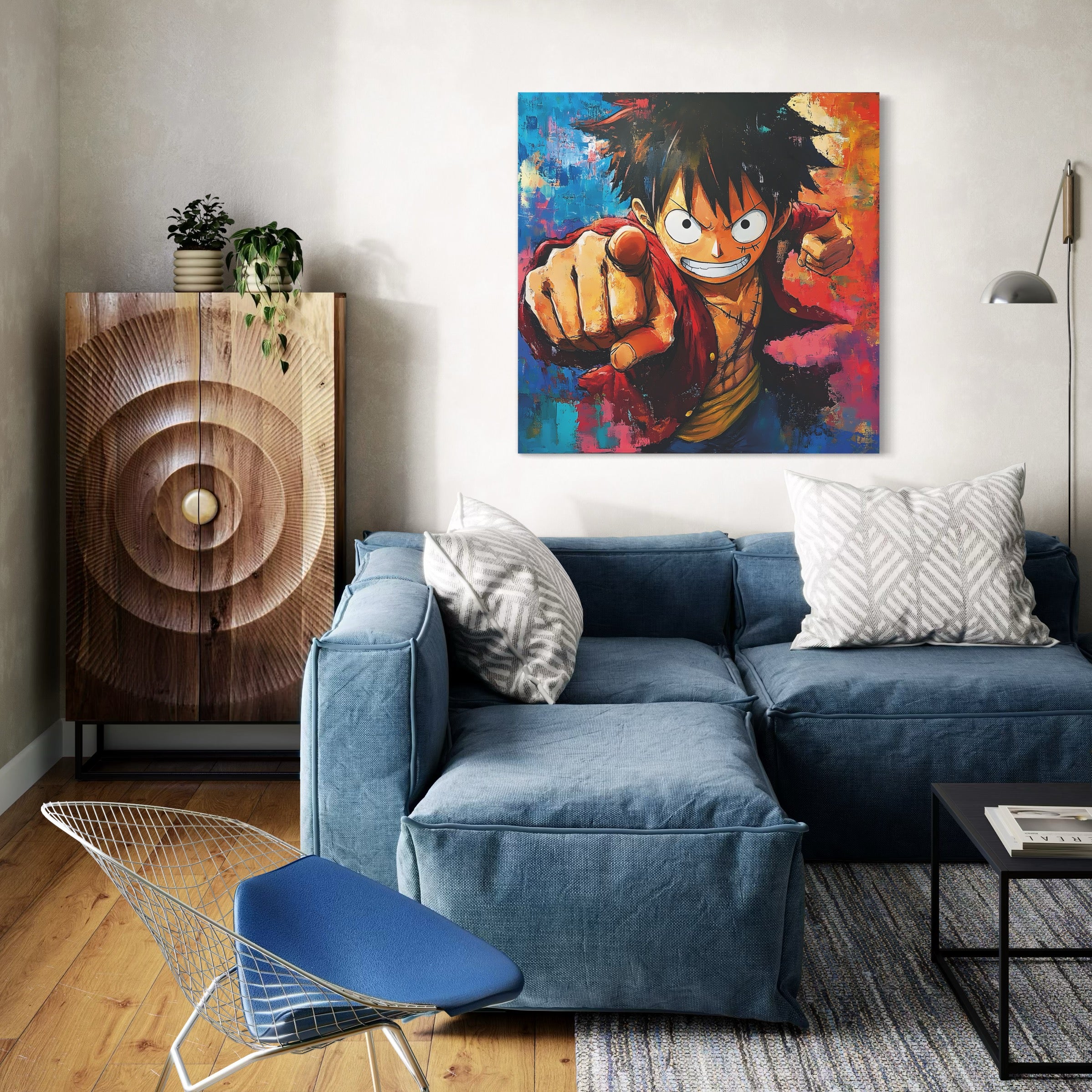 Tableau One Piece Luffy Poing Tendue - Cadre Mural Moderne - Fabulartz.fr 