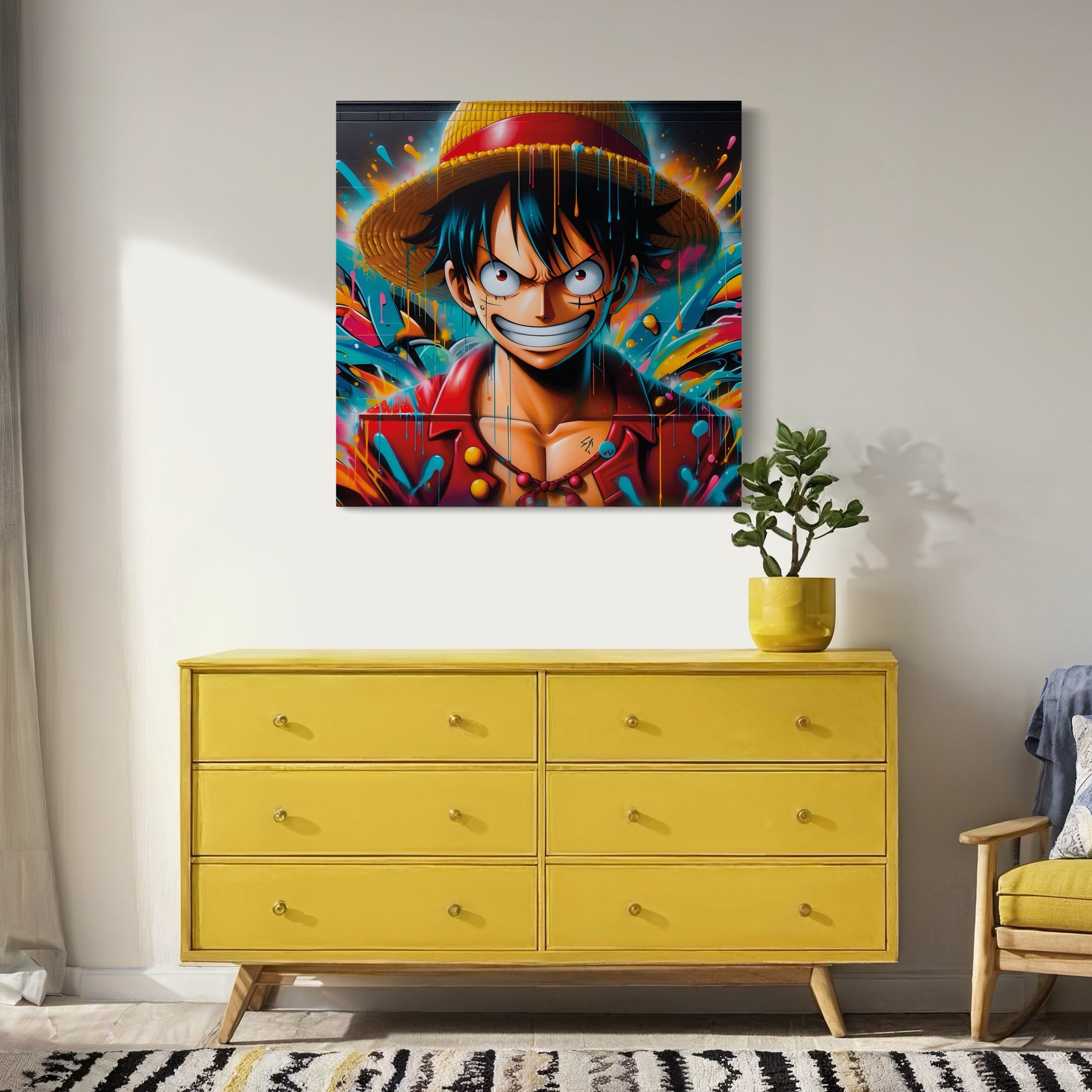 Tableau One Piece Luffy En Action - Cadre Mural Décoratif - Fabulartz.fr 