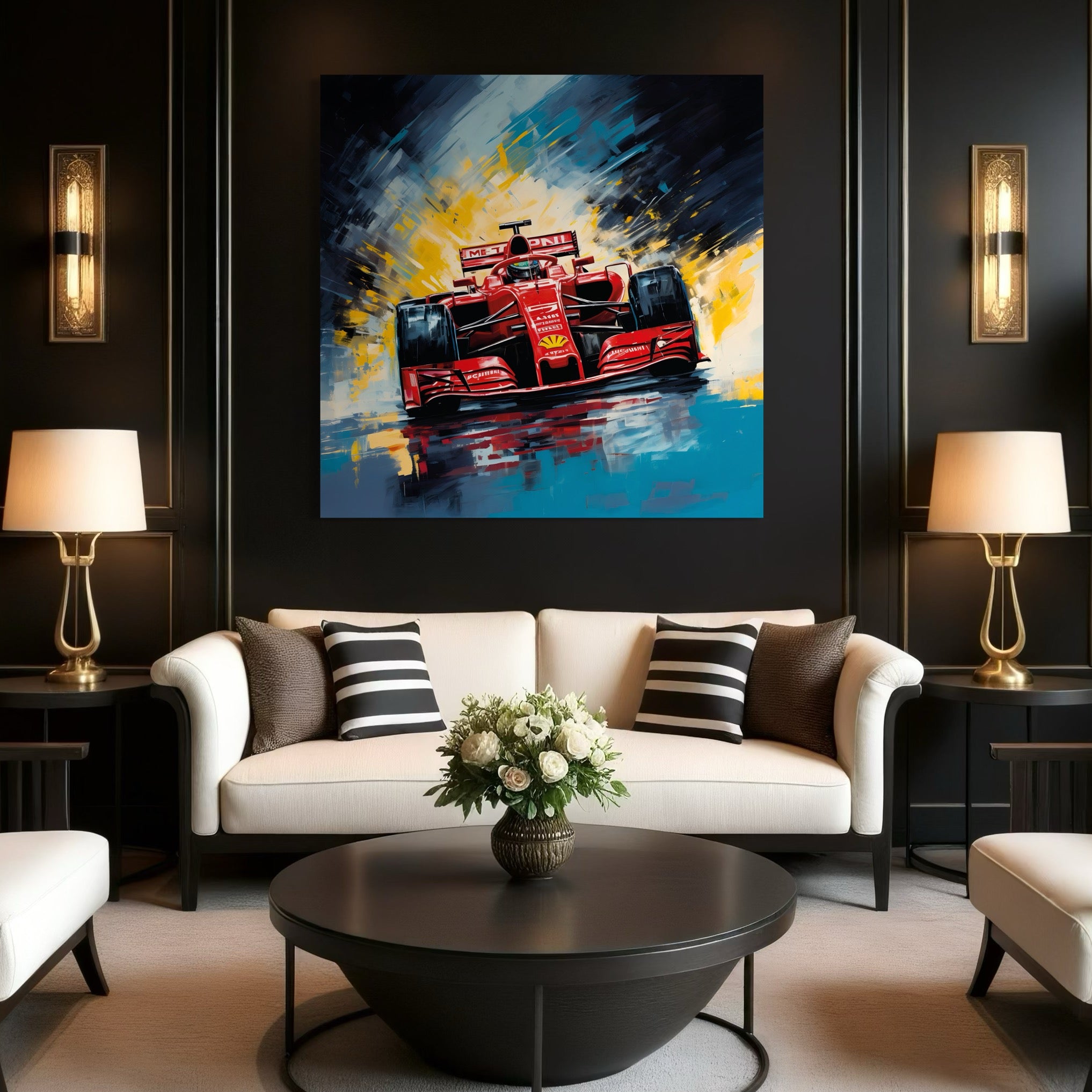 Tableau Formule 1 Ferrari En Mouvement - Décoration Murale Design - Fabulartz.fr 