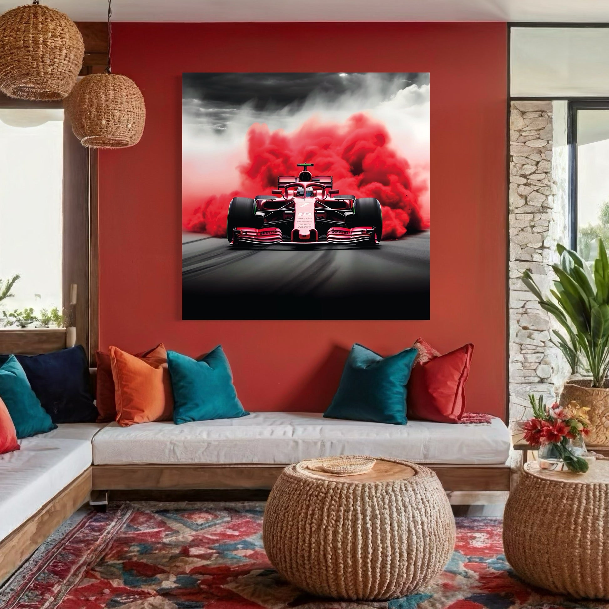 Tableau Formule 1 Fumée Rouge Intense - Cadre Mural Design - Fabulartz.fr 