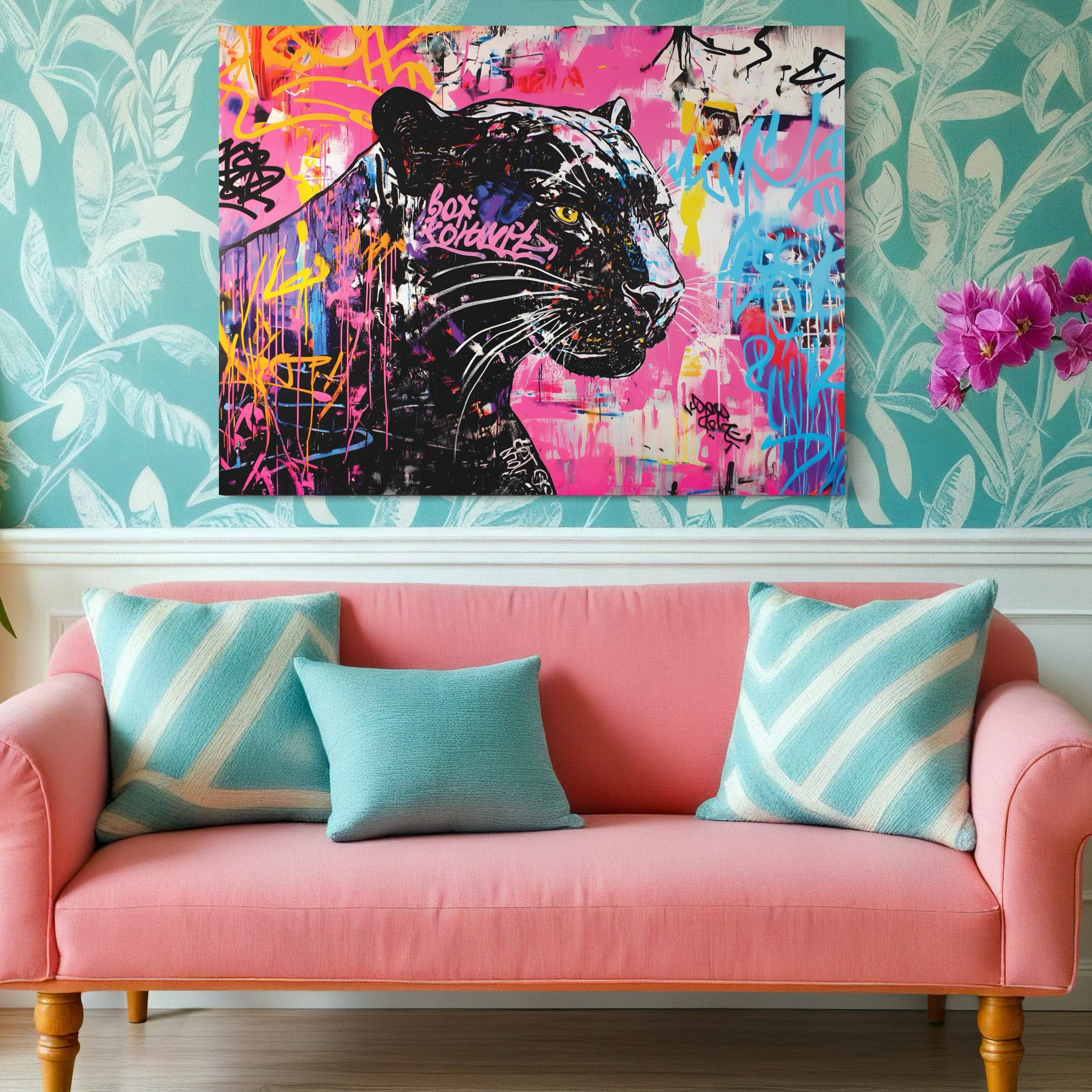 Pittura Pop Art Animal Panther - Decorazione murale di design