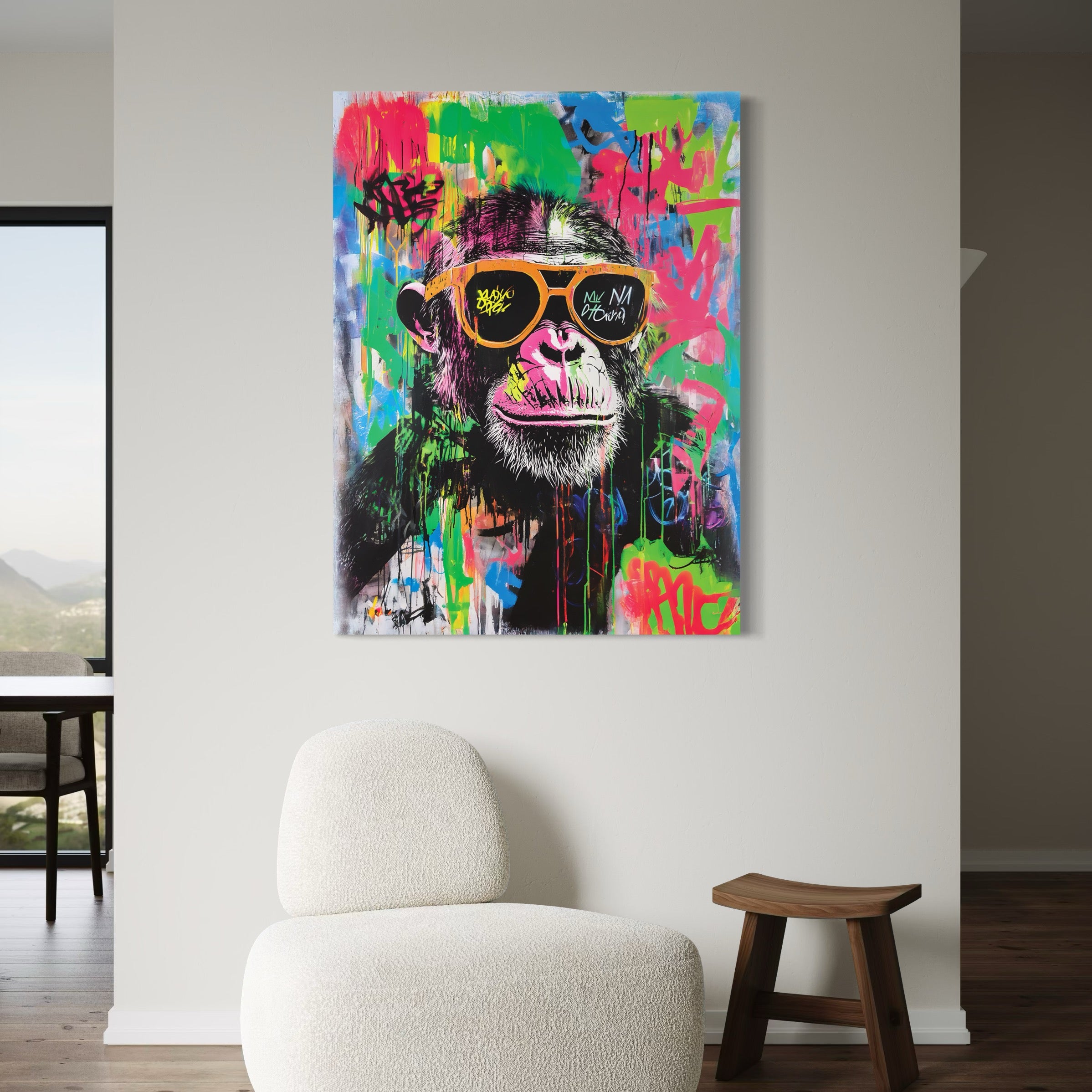 Painting Monkey Pop Glasses - Cadre Déco Moderne