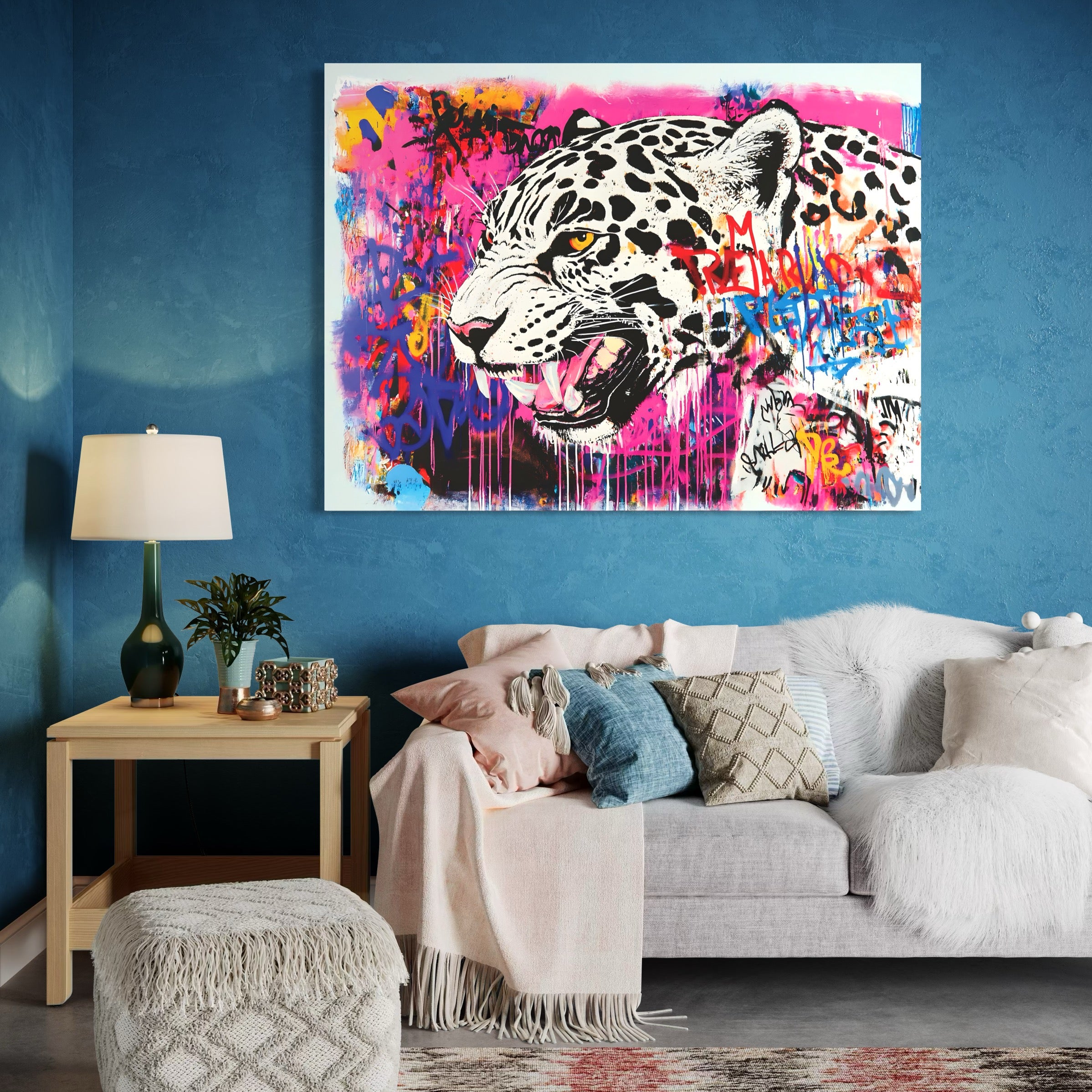 Tableau Animals Leopard Graffiti - Design wall decor