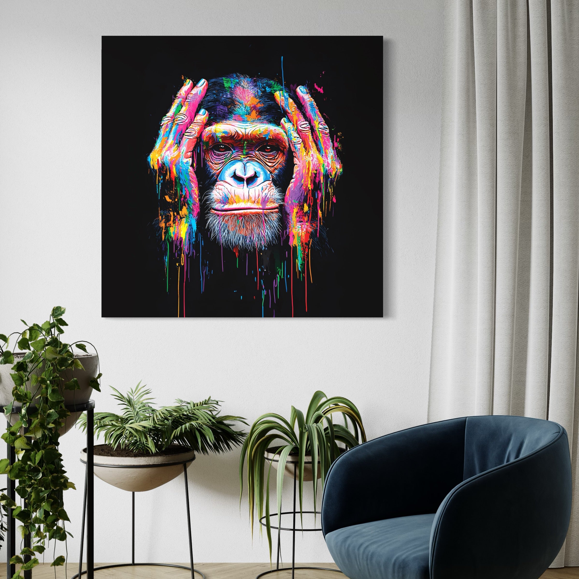 Painting Thoughtful monkey - Décoration Murale Design