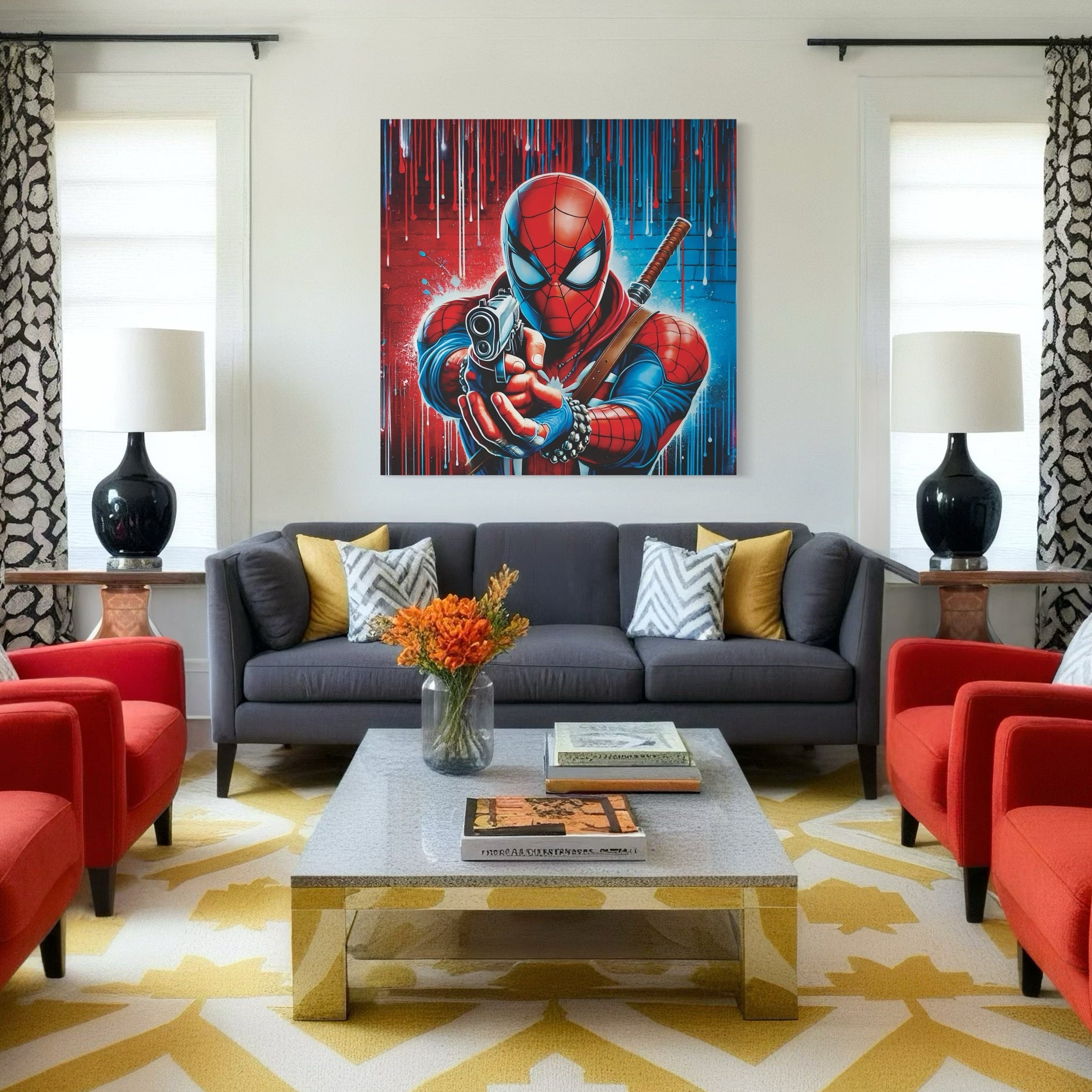 Spiderman Action painting - Décoration Murale Design Cadre Déco