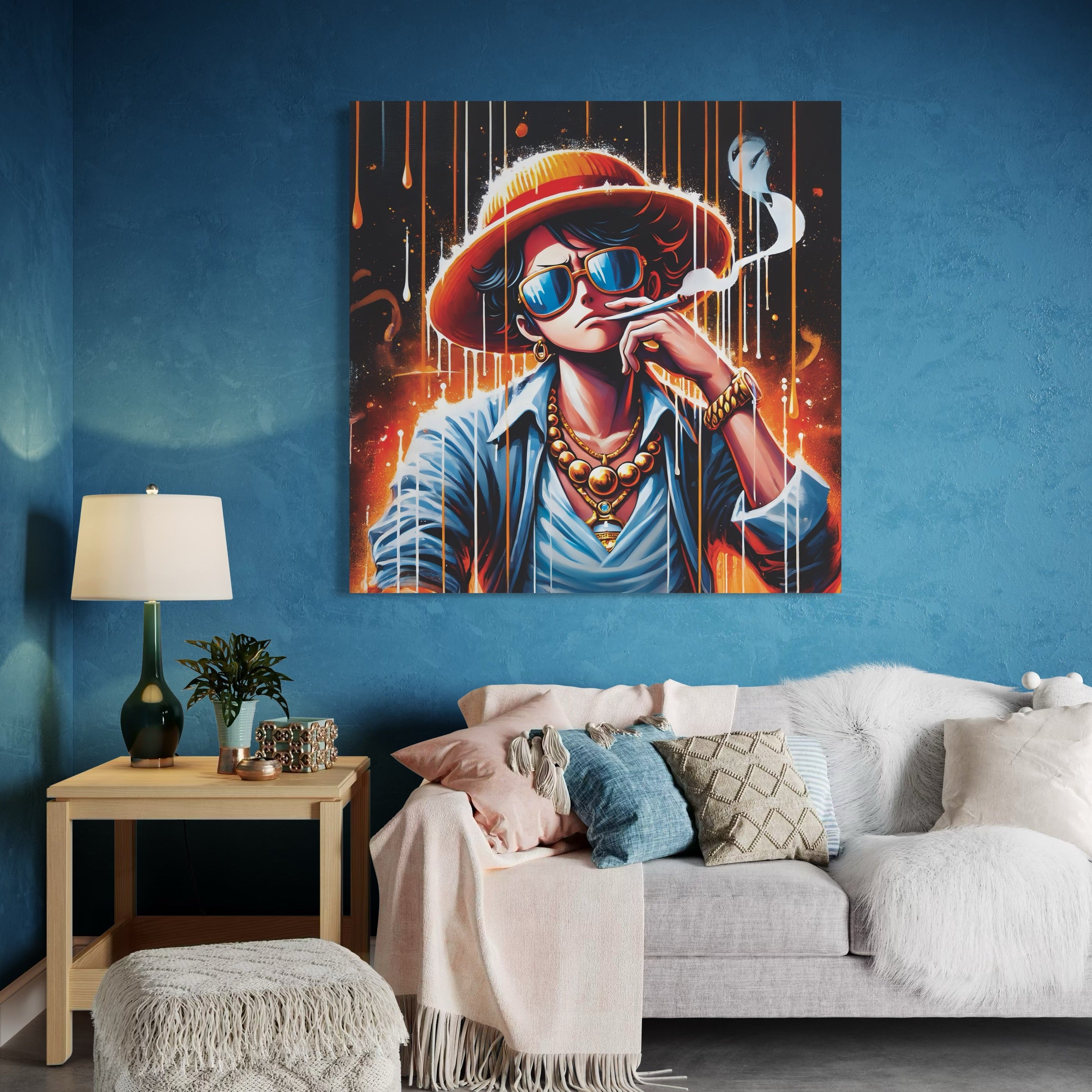 Painting One Piece Luffy Urban Style - Design Wall Decoration