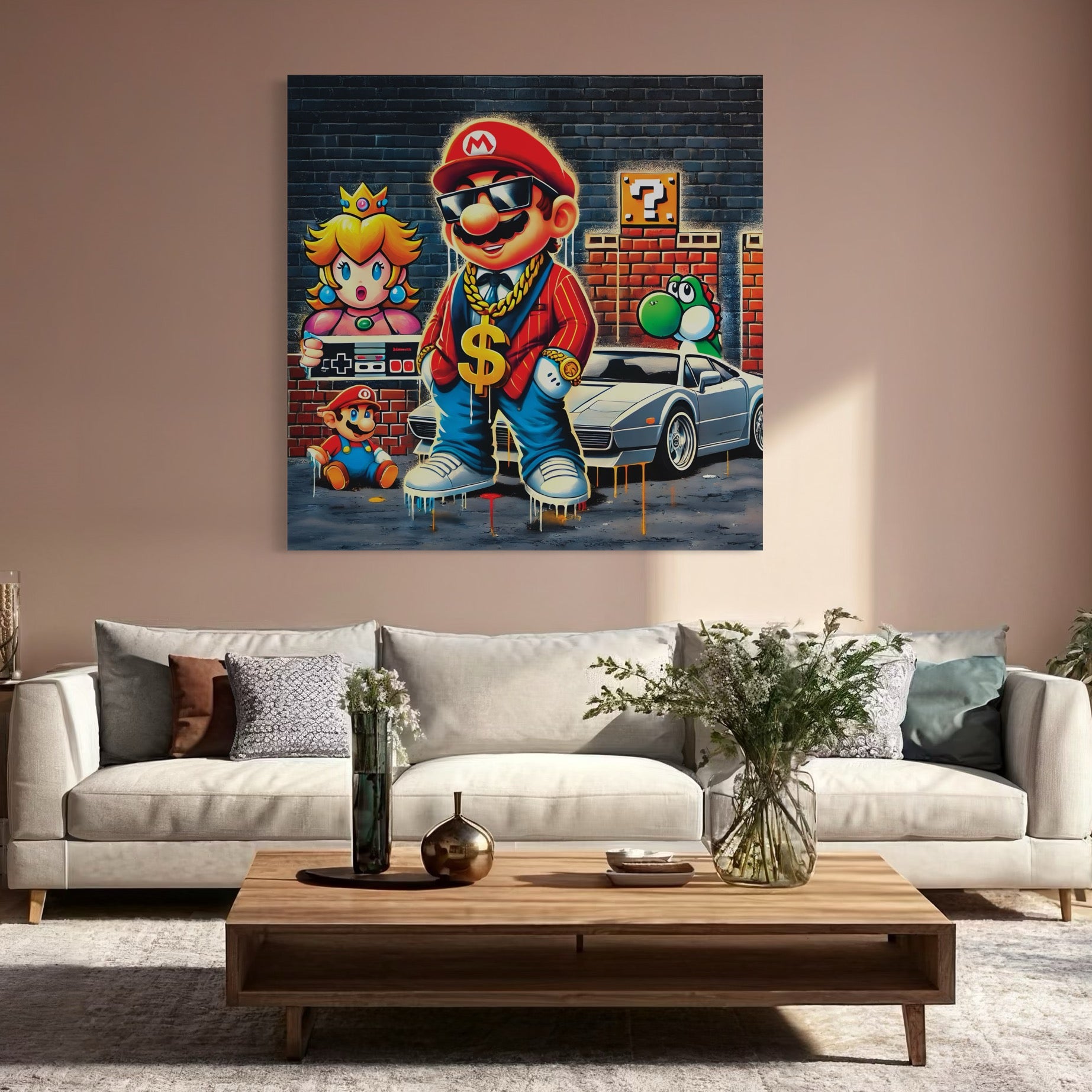 Tableau Mario Gangsta Urbain - Wall Decoration Design Frame