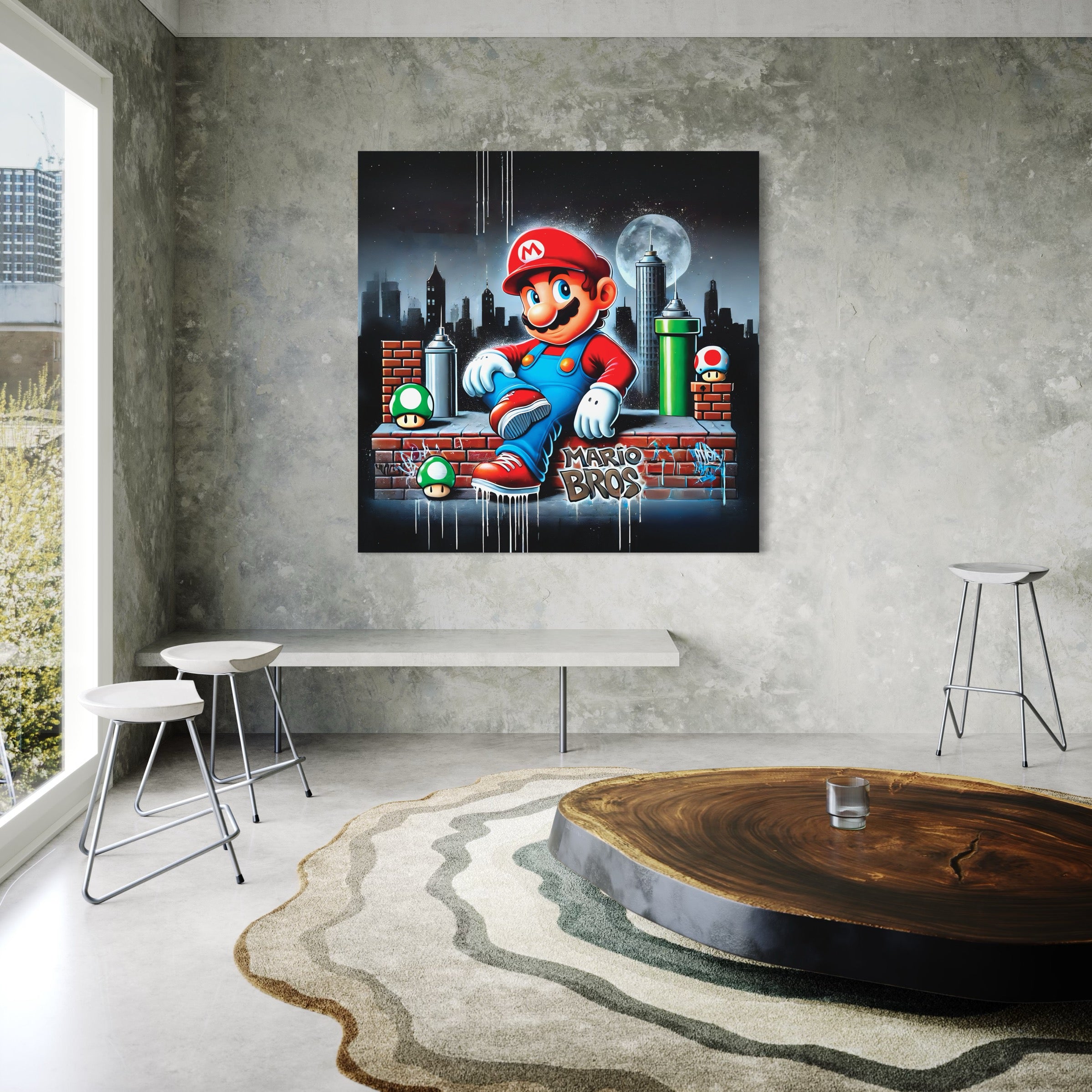 Painting Mario Bros Skyline - Design Wall Decoration