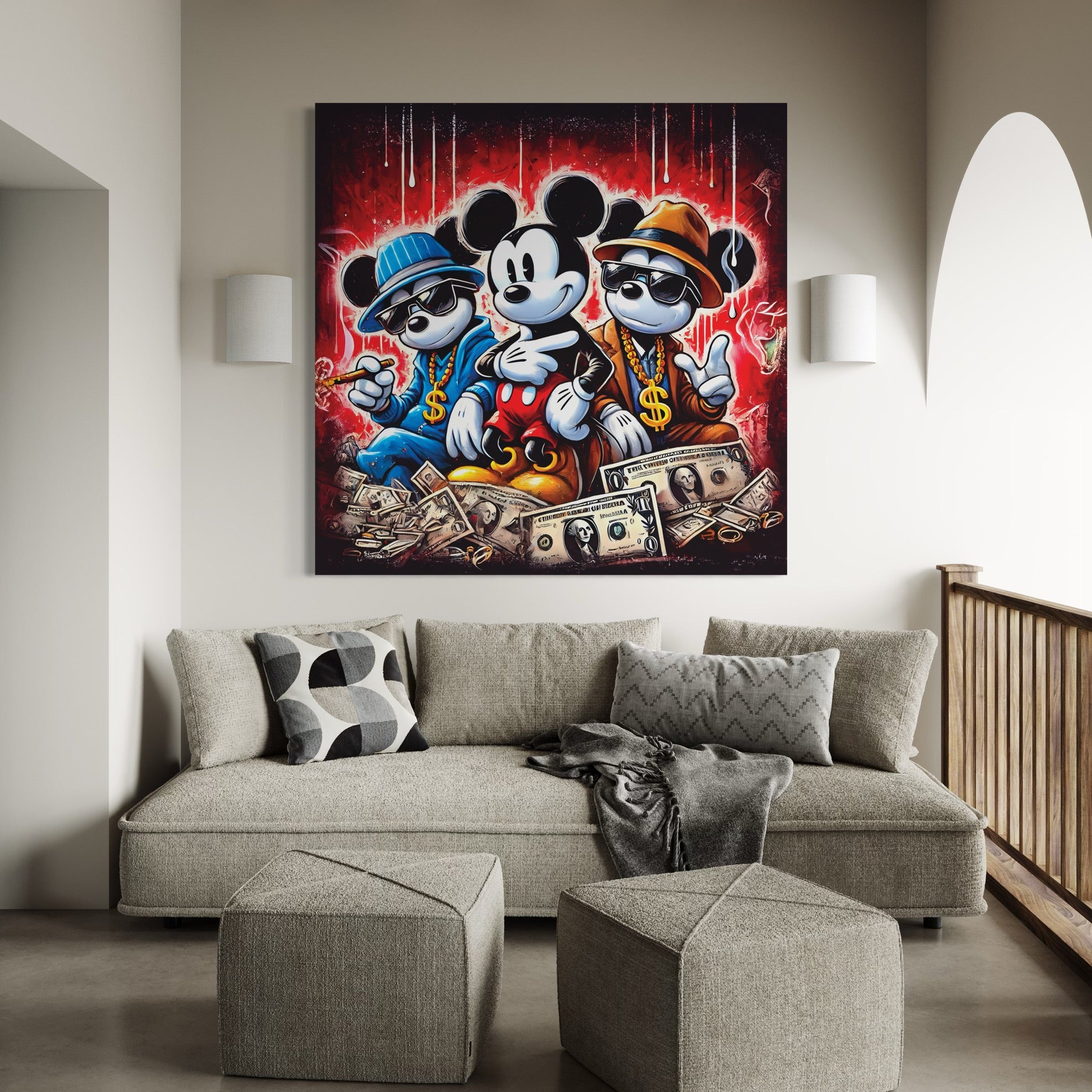 Tableau Mickey Gangsta Trio - Décoration Murale Design