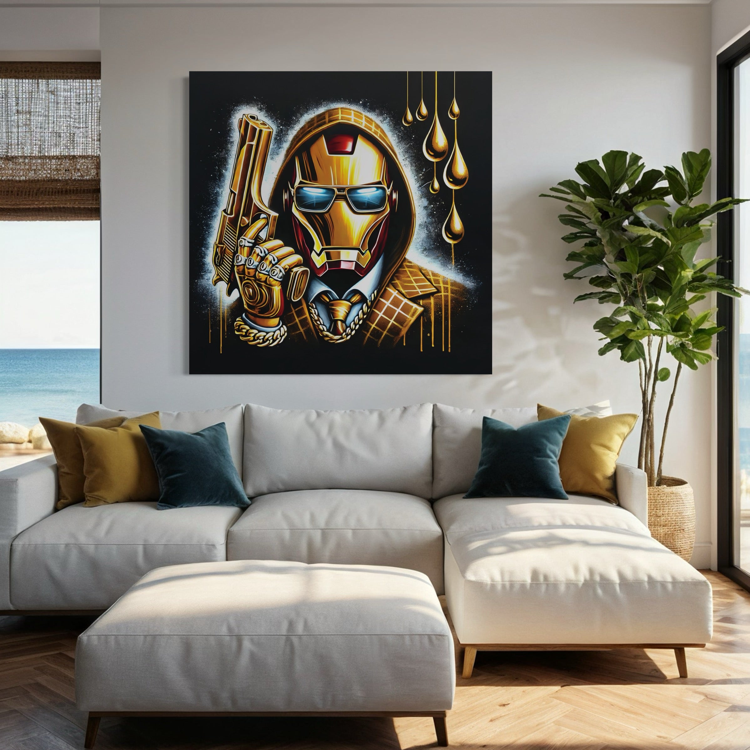 Tableau Iron Man Luxe Doré - Design Wall Decoration