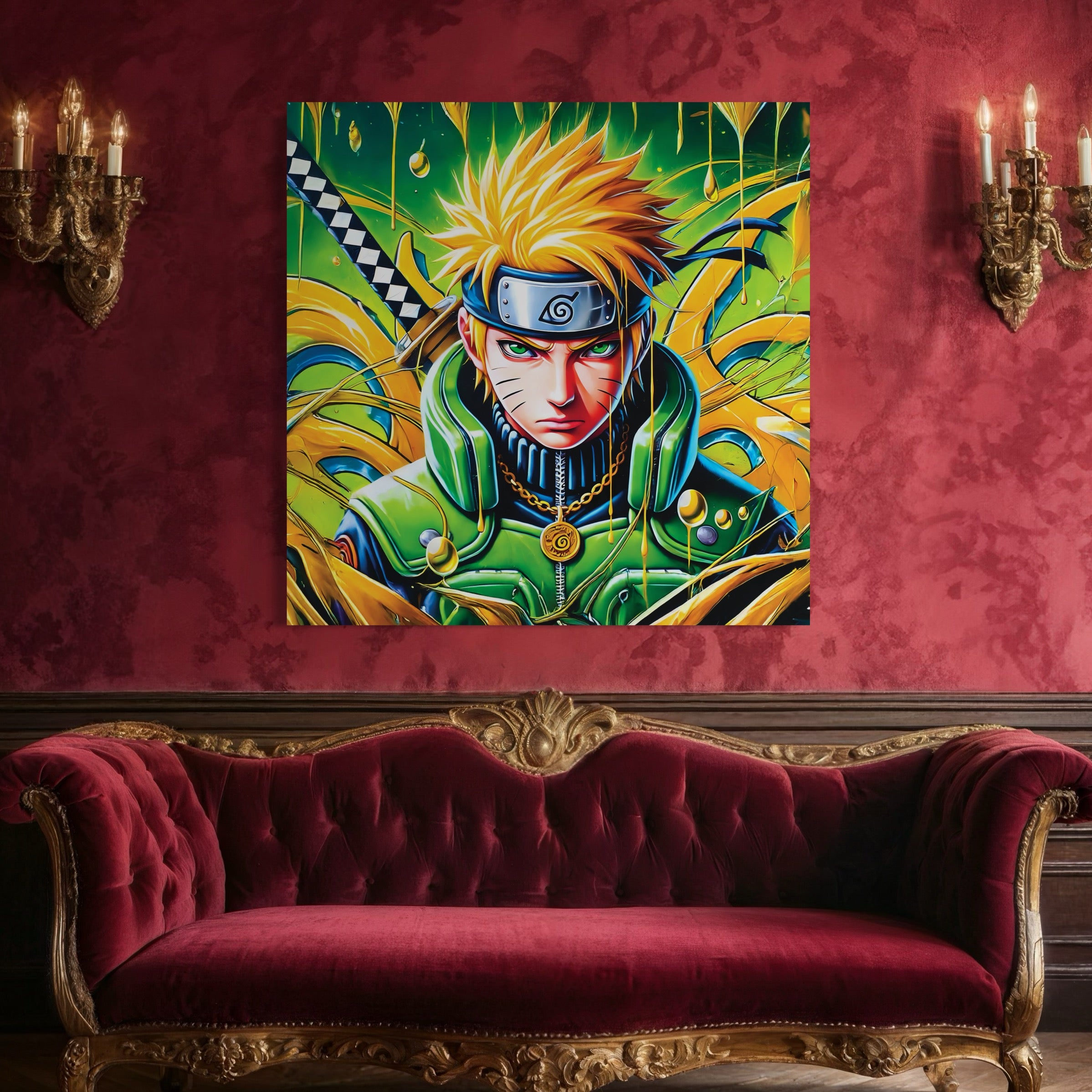 Painting Naruto in Green Armor - Cadre Déco Mural