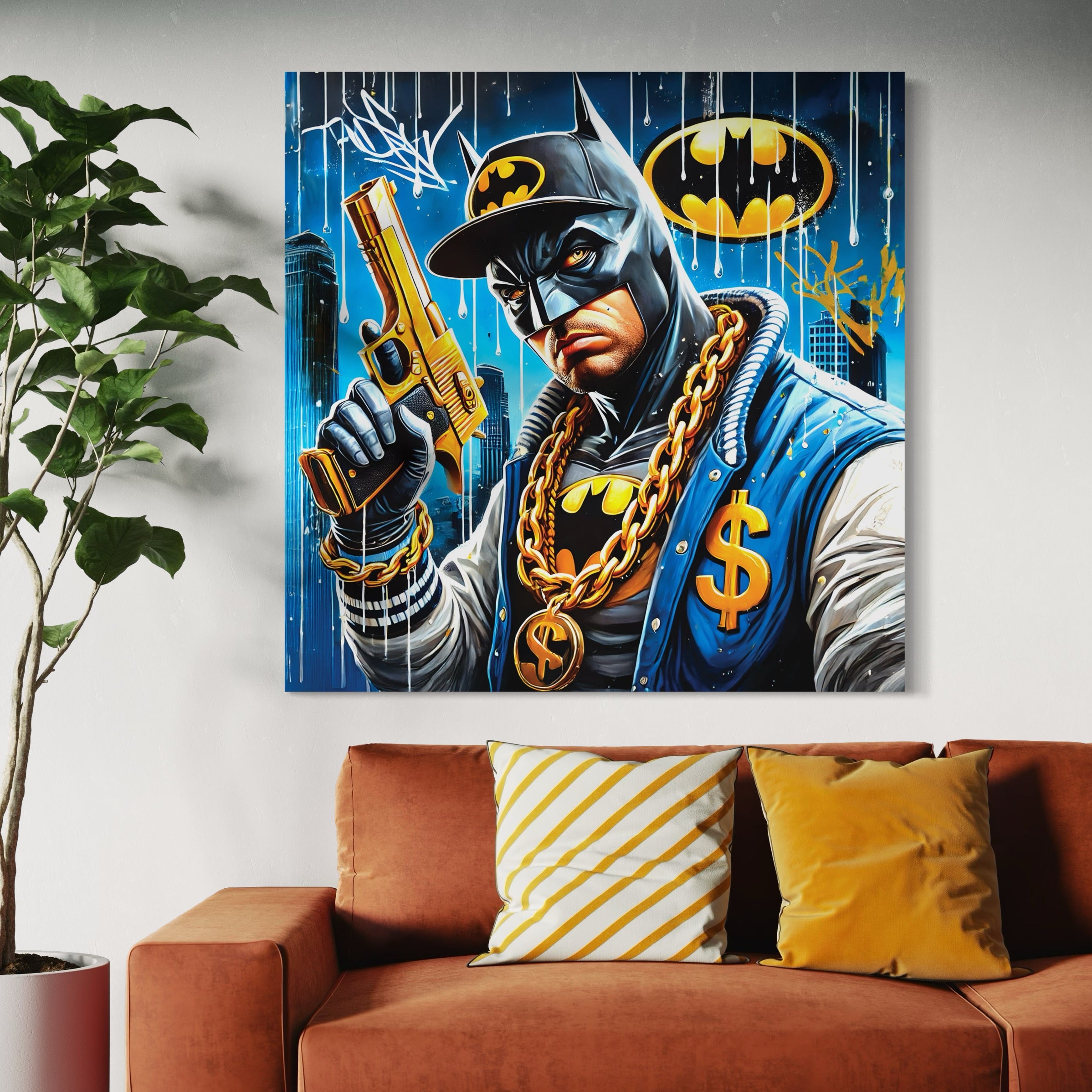 Tableau Batman Urbain Bleu - Cadre Déco Design