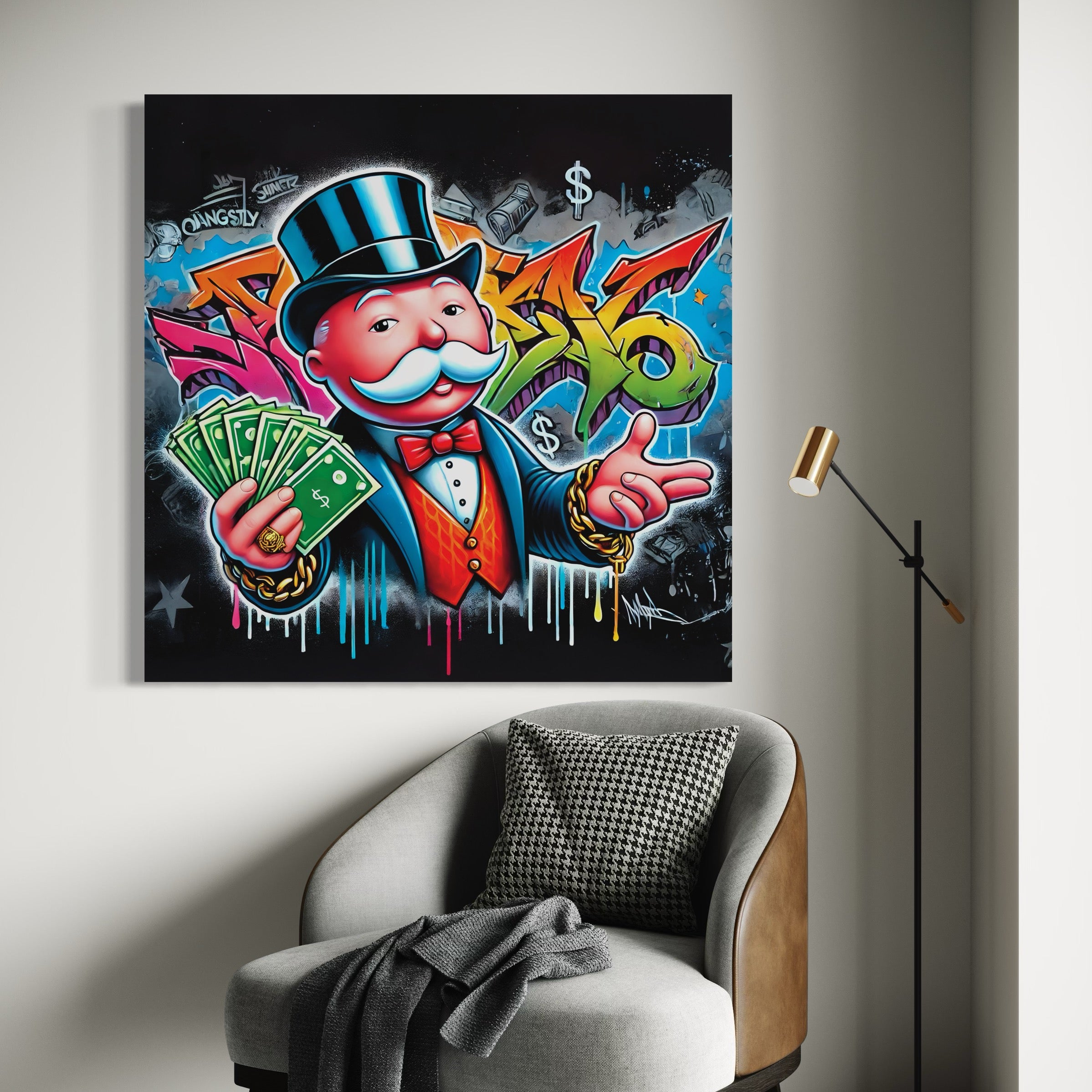 Tableau Monopoly Graffiti Riches - Street Art et Déco Moderne