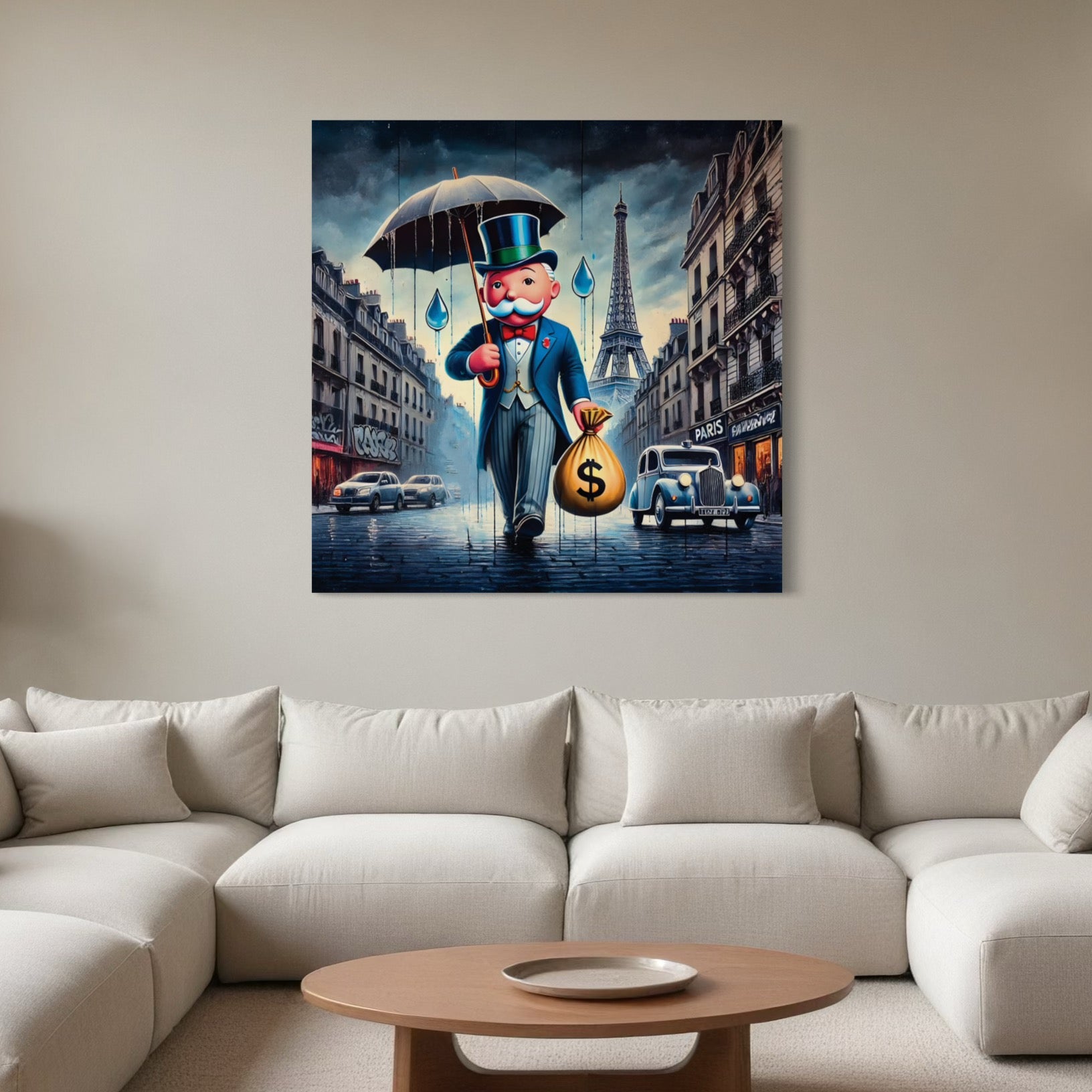 Tableau Monopoly Paris Nuit - Street Art Wall Decoration