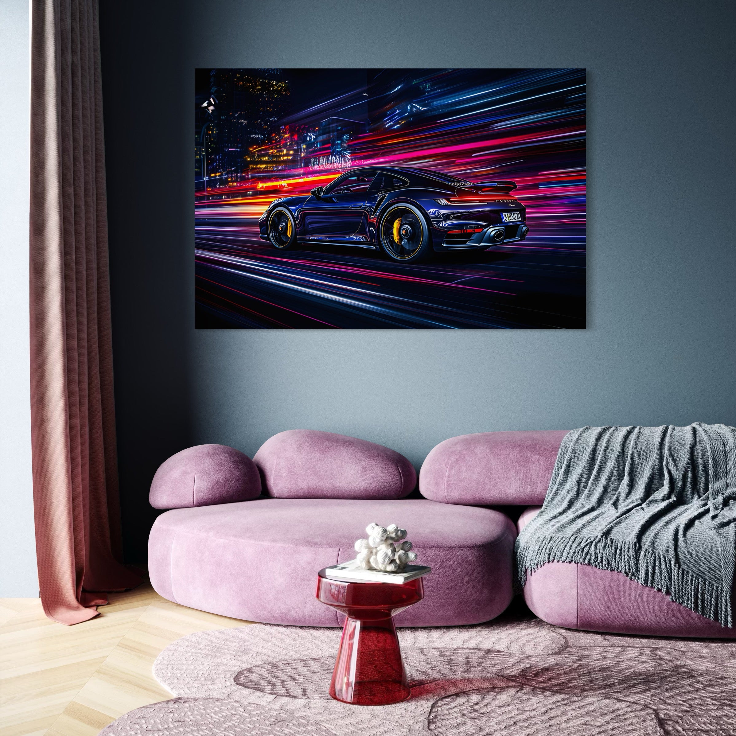 Painting Porsche 911 Neon - Déco Murale Design