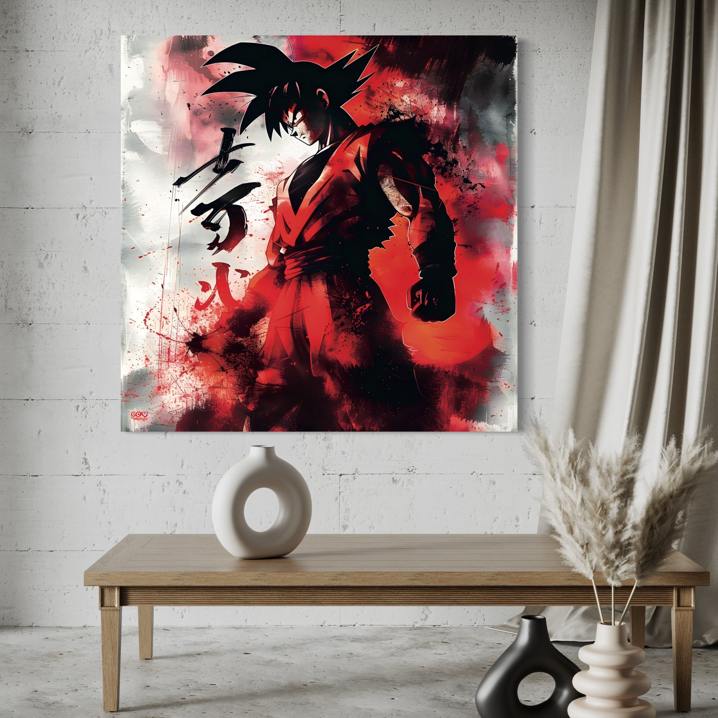 Tableau Dragon Ball Z - Goku en Rouge et Noir - Décoration Murale Moderne - Fabulartz.fr 