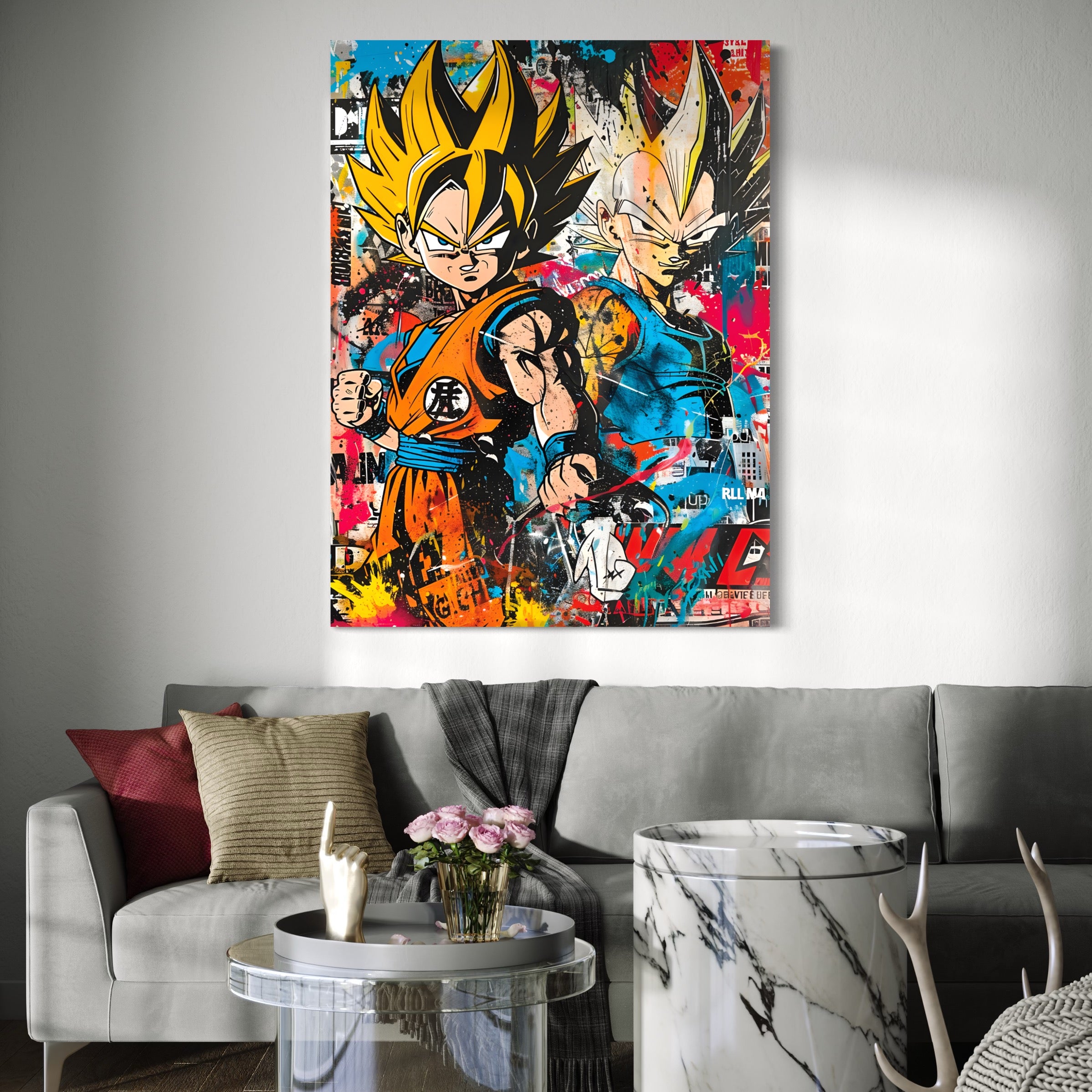 Tableau Dragon Ball Z - Goku et Vegeta Super Saiyan - Décoration Murale Énergique - Fabulartz.fr 