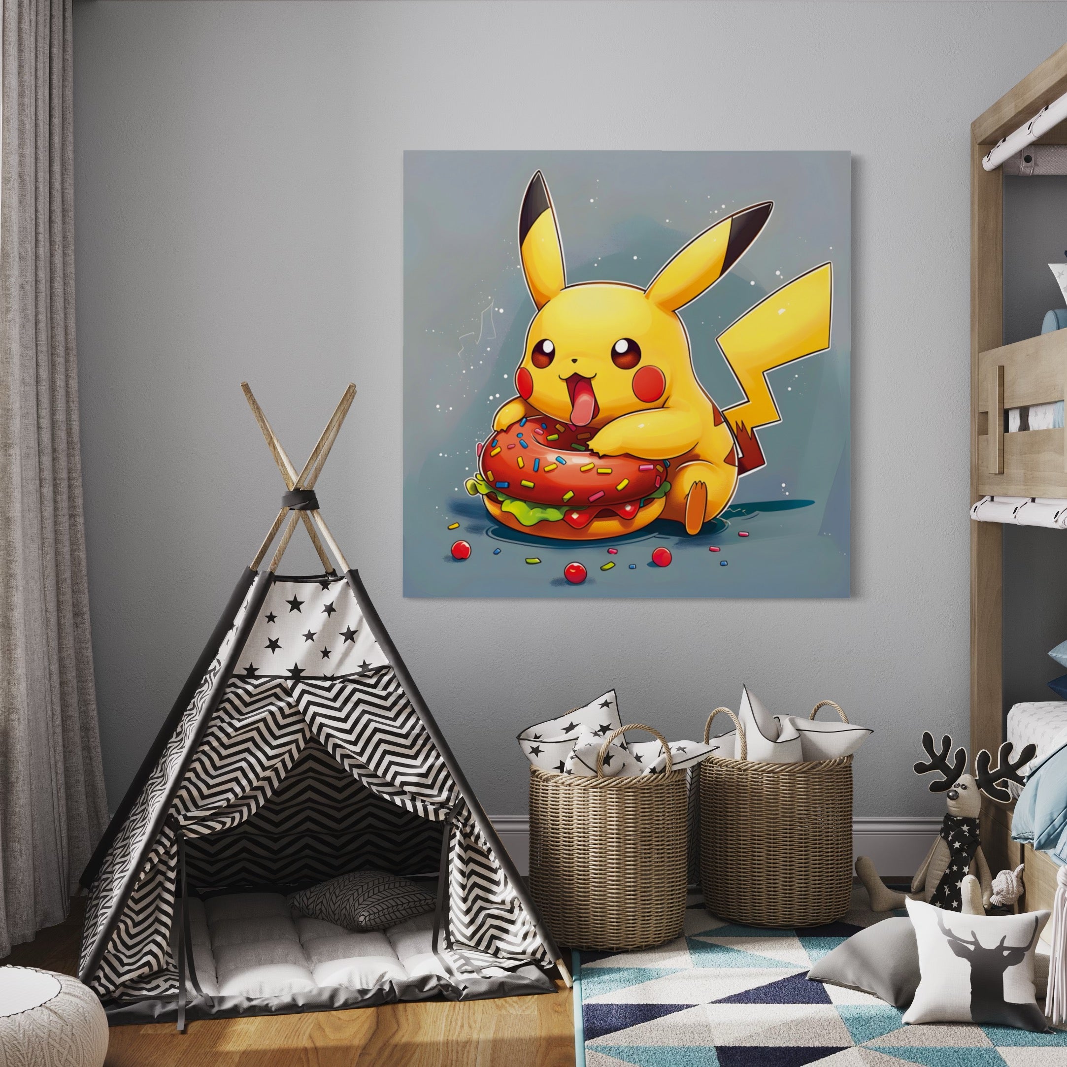 Tableau Pokémon - Pikachu Donut - Décoration Murale Intérieure - Fabulartz.fr 