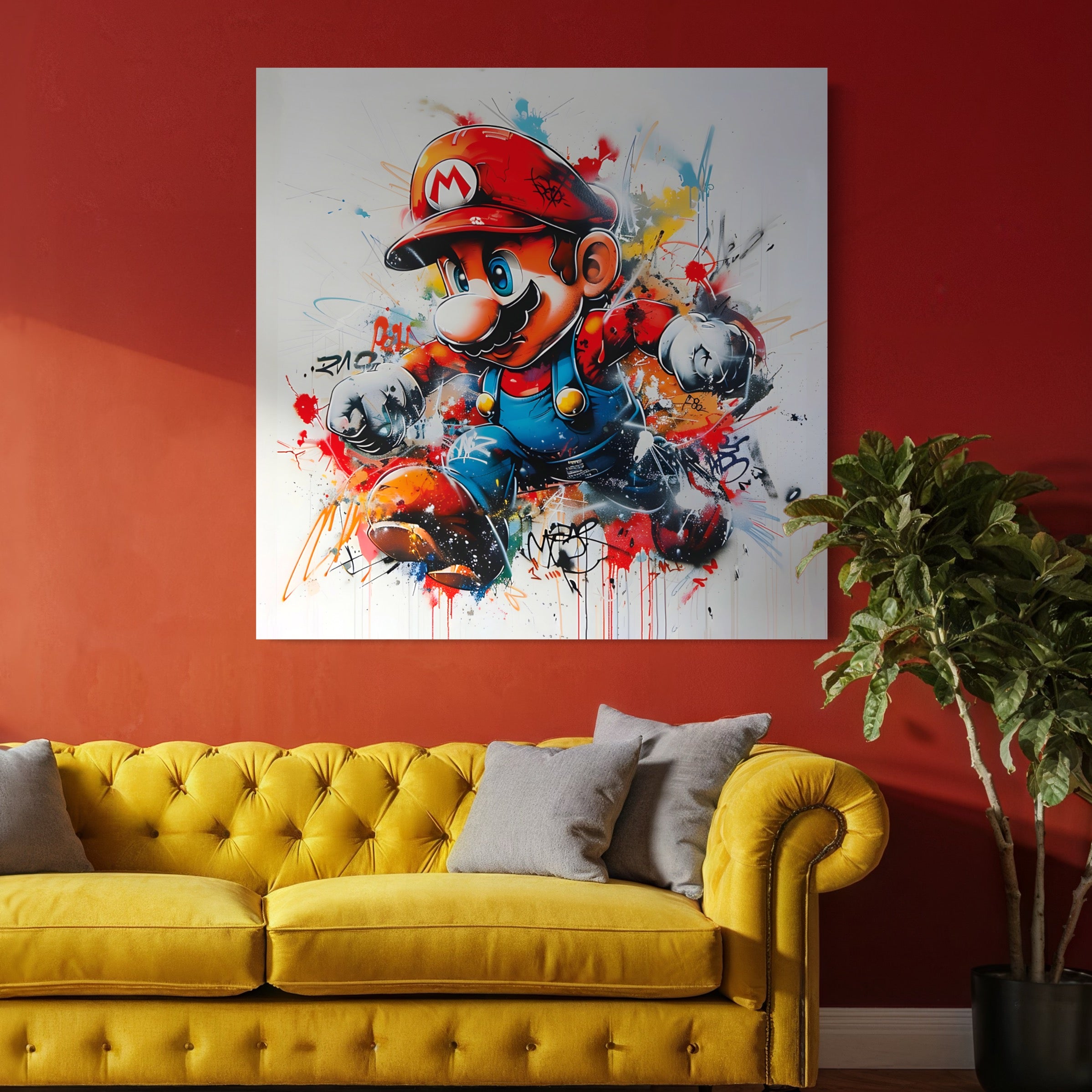 Tableau Mario Explosion de Couleurs - Décoration Murale Colorée - Fabulartz.fr 