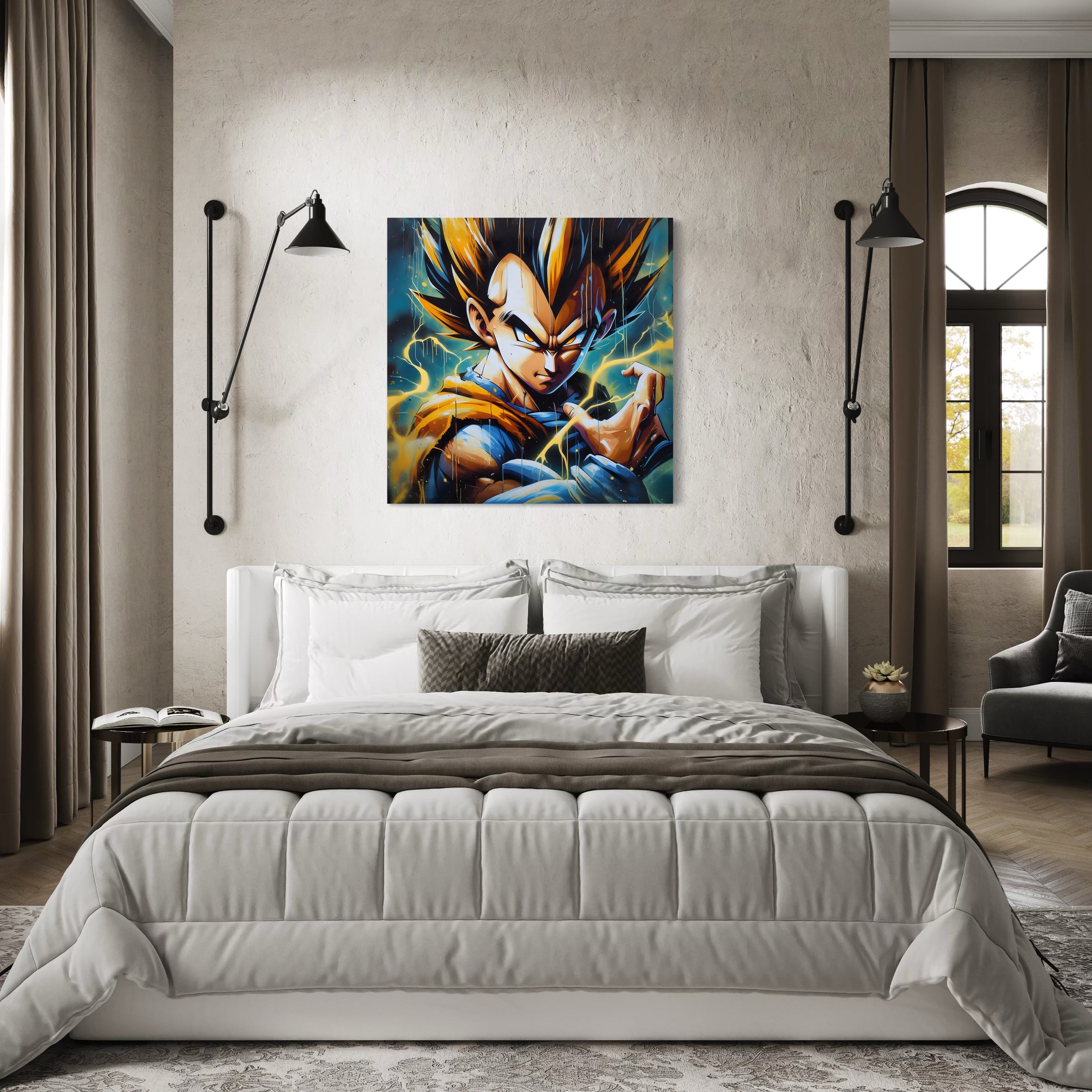 Dragon Ball Z Super Saiyan Pittura in bianco e nero - Déco Murale