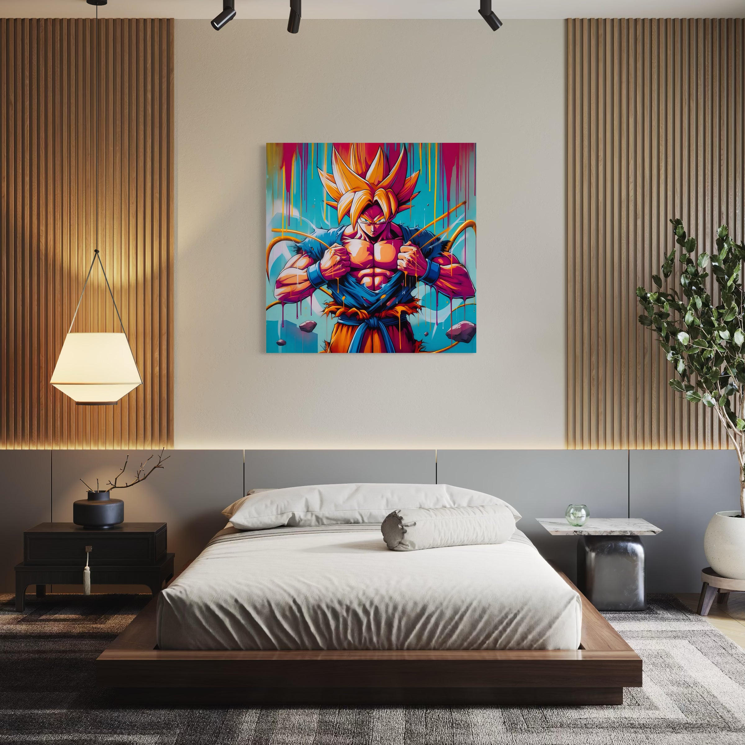 Dragon Ball Z Super Saiyan Pittura in bianco e nero - Déco Murale