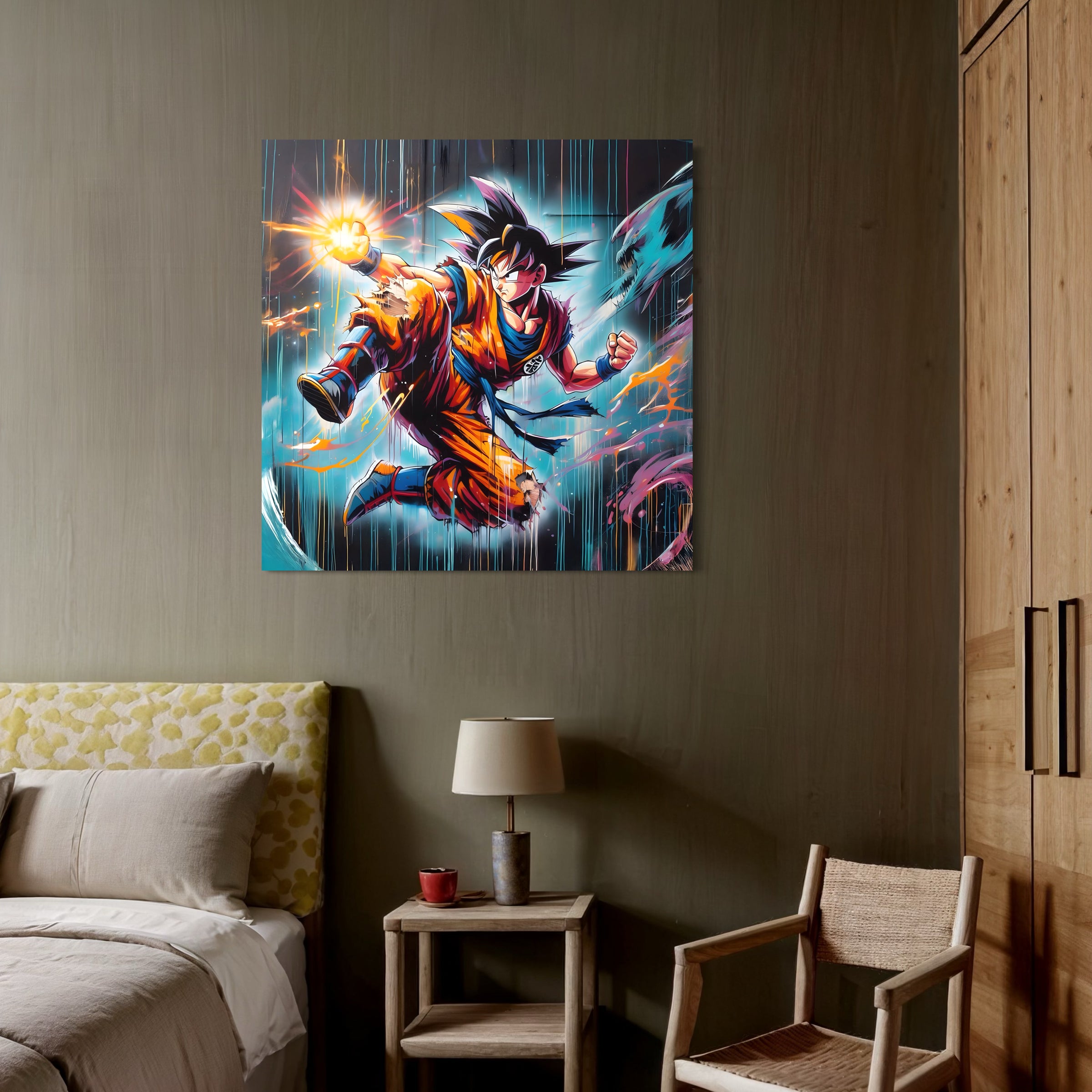 Dragon Ball Z Super Saiyan Pittura in bianco e nero - Déco Murale