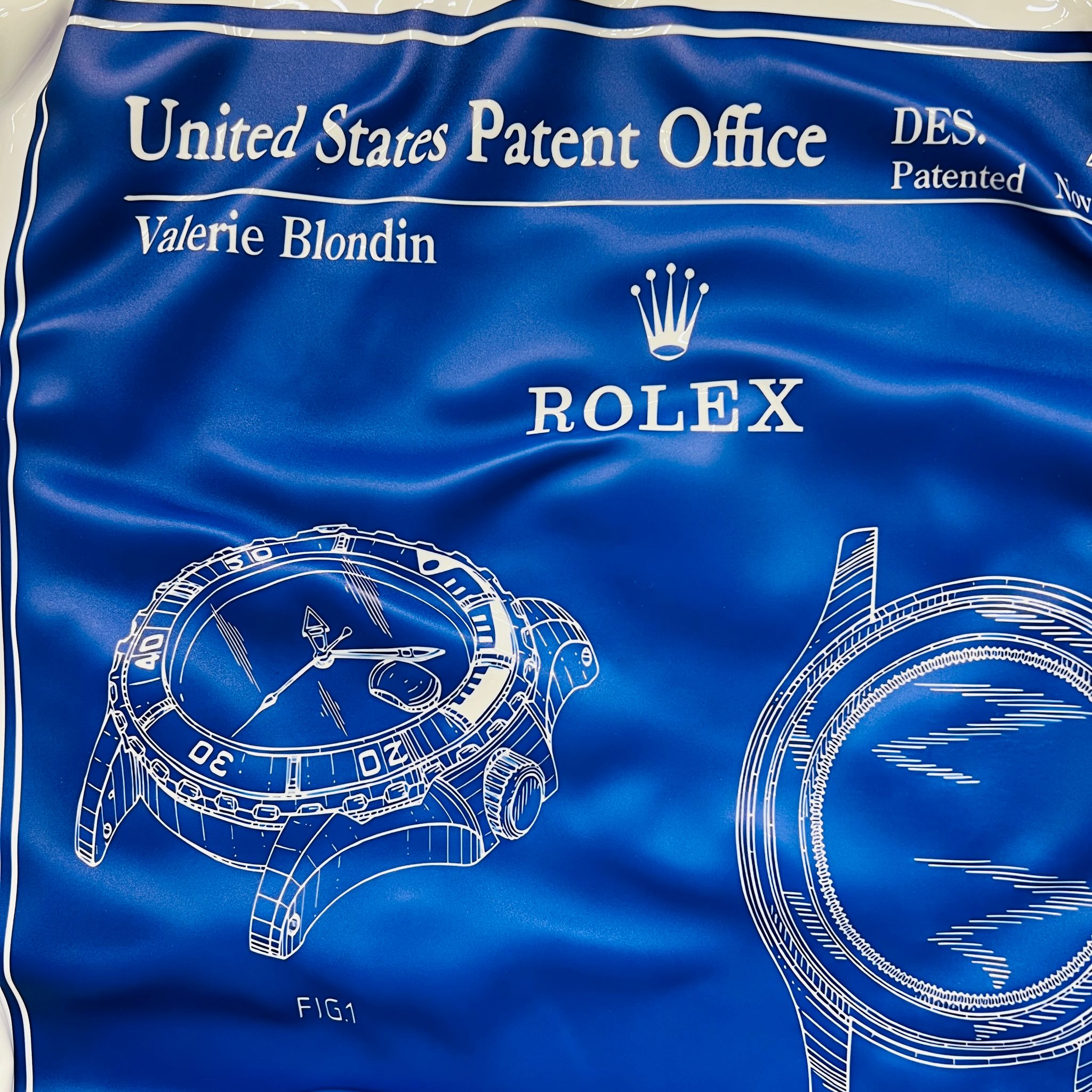 Tableau froissé - Rolex patern bleu