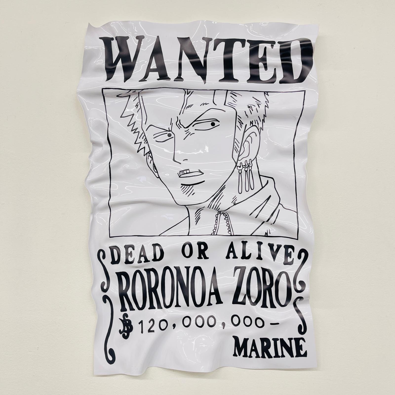 Tableau froissé - Zoro Wanted (One Piece)