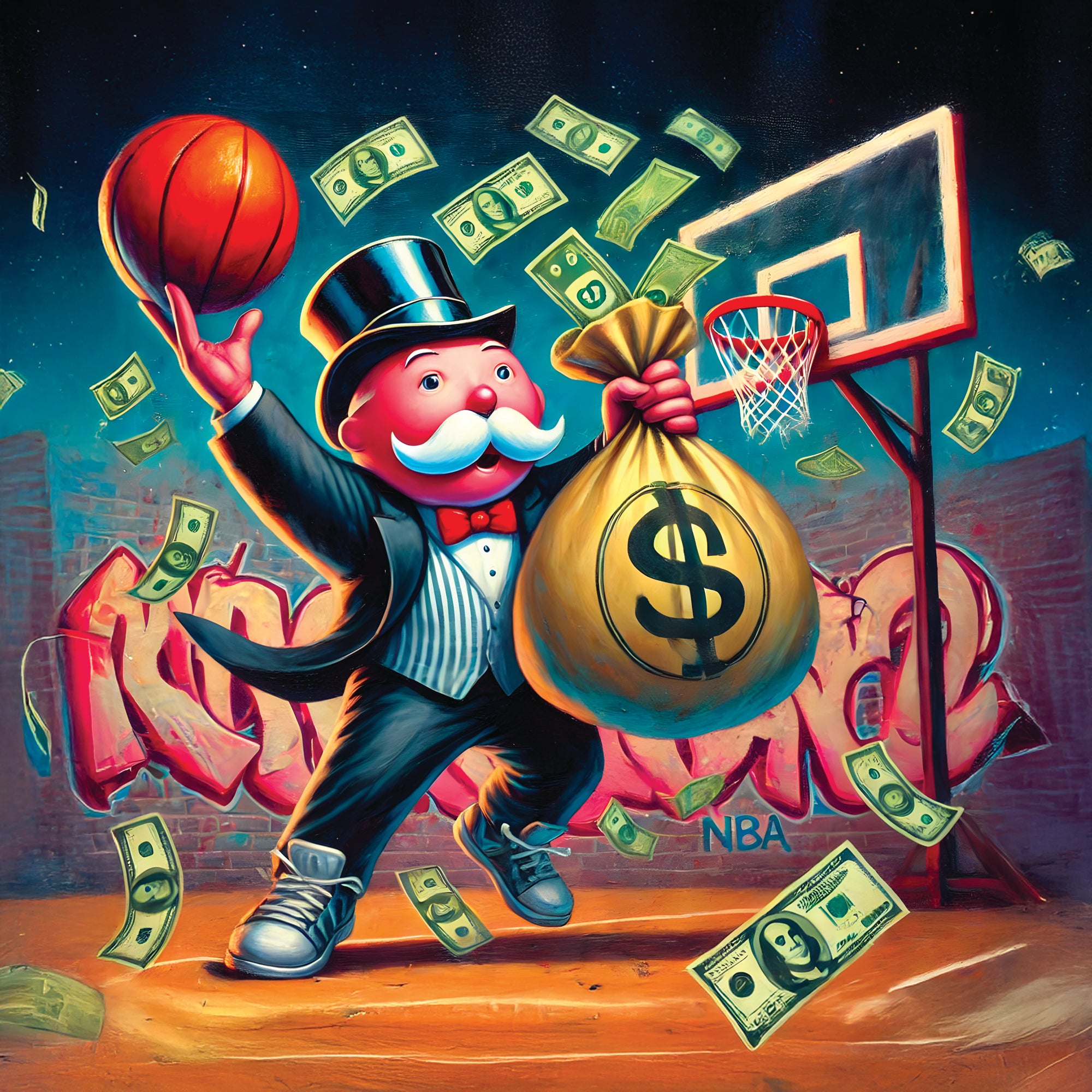 Tableau Monopoly Basketball Court - Street Art et Déco Murale