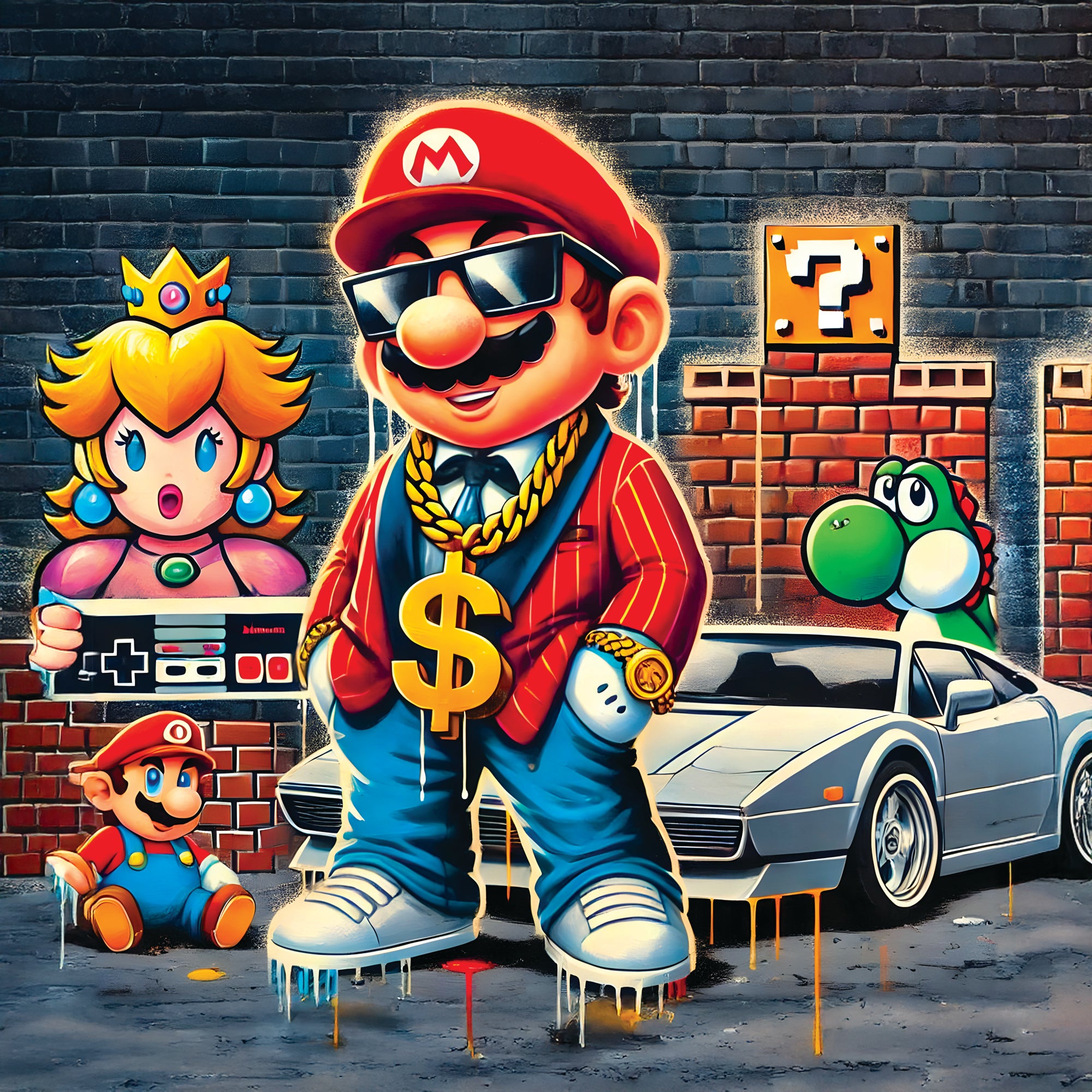 Tableau Mario Gangsta Urbain - Wall Decoration Design Frame