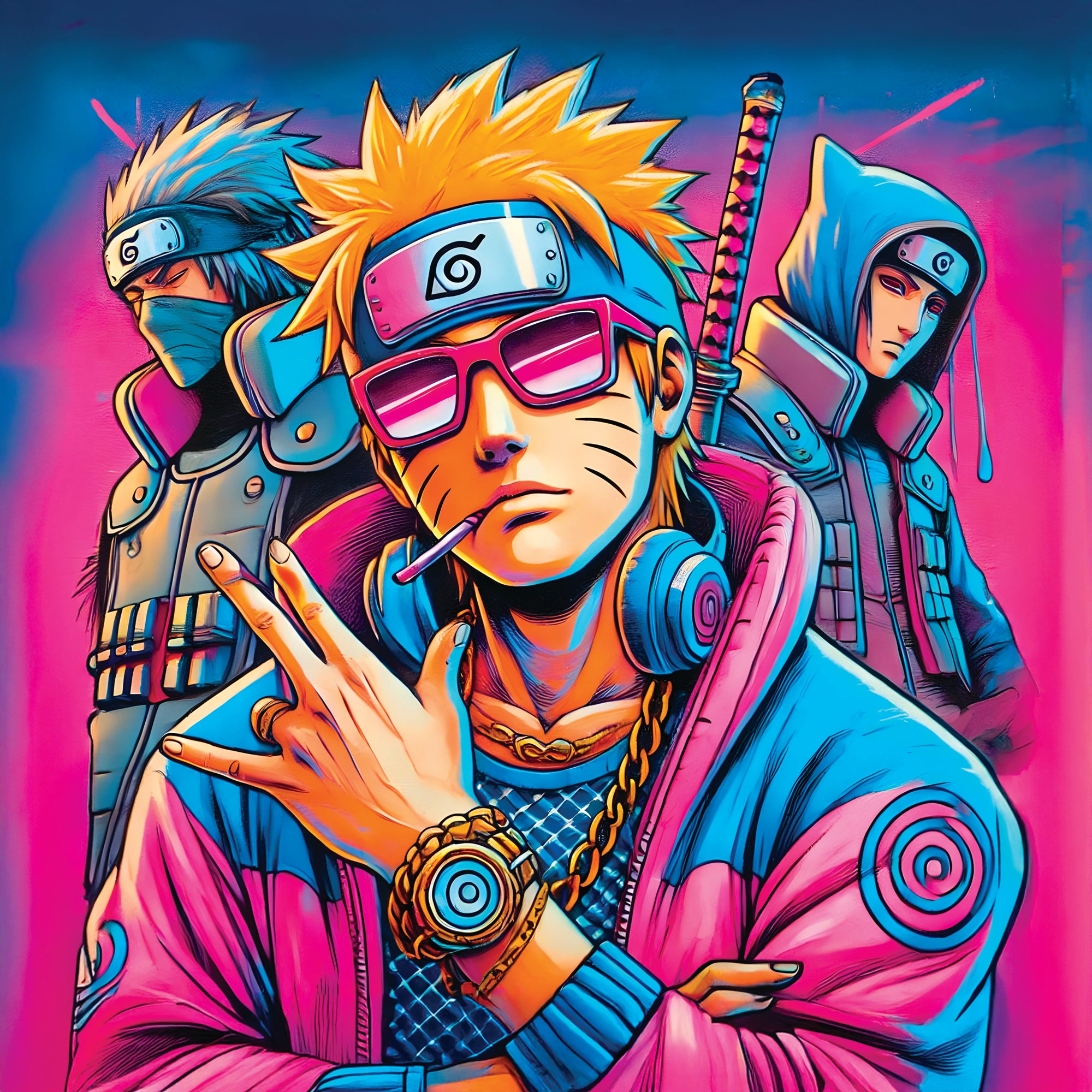 Pittura Naruto Epic Trio - Personaggi iconici Decorazione murale