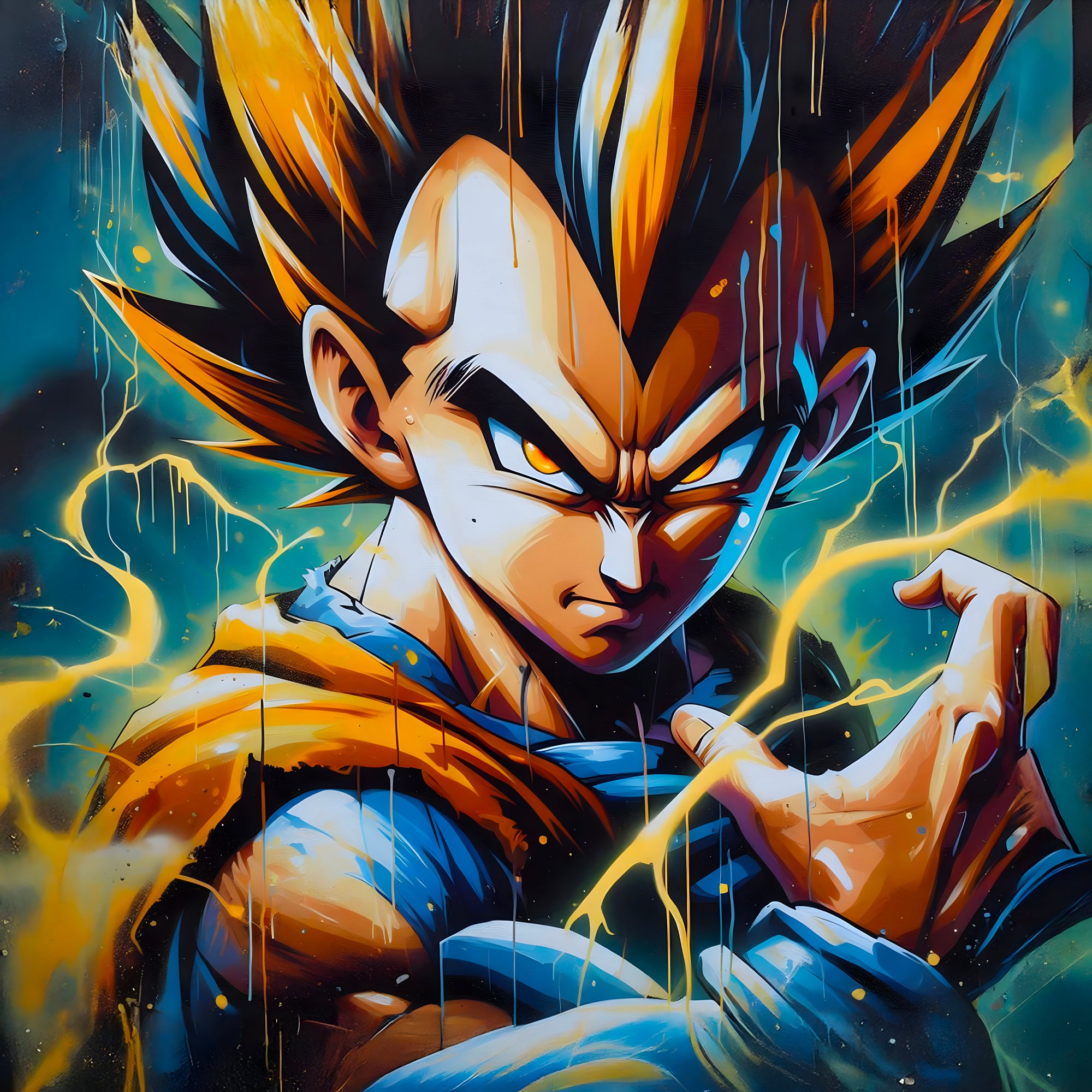 Tableau Dragon Ball Z - Vegeta Super Saiyan : La Fureur Royale