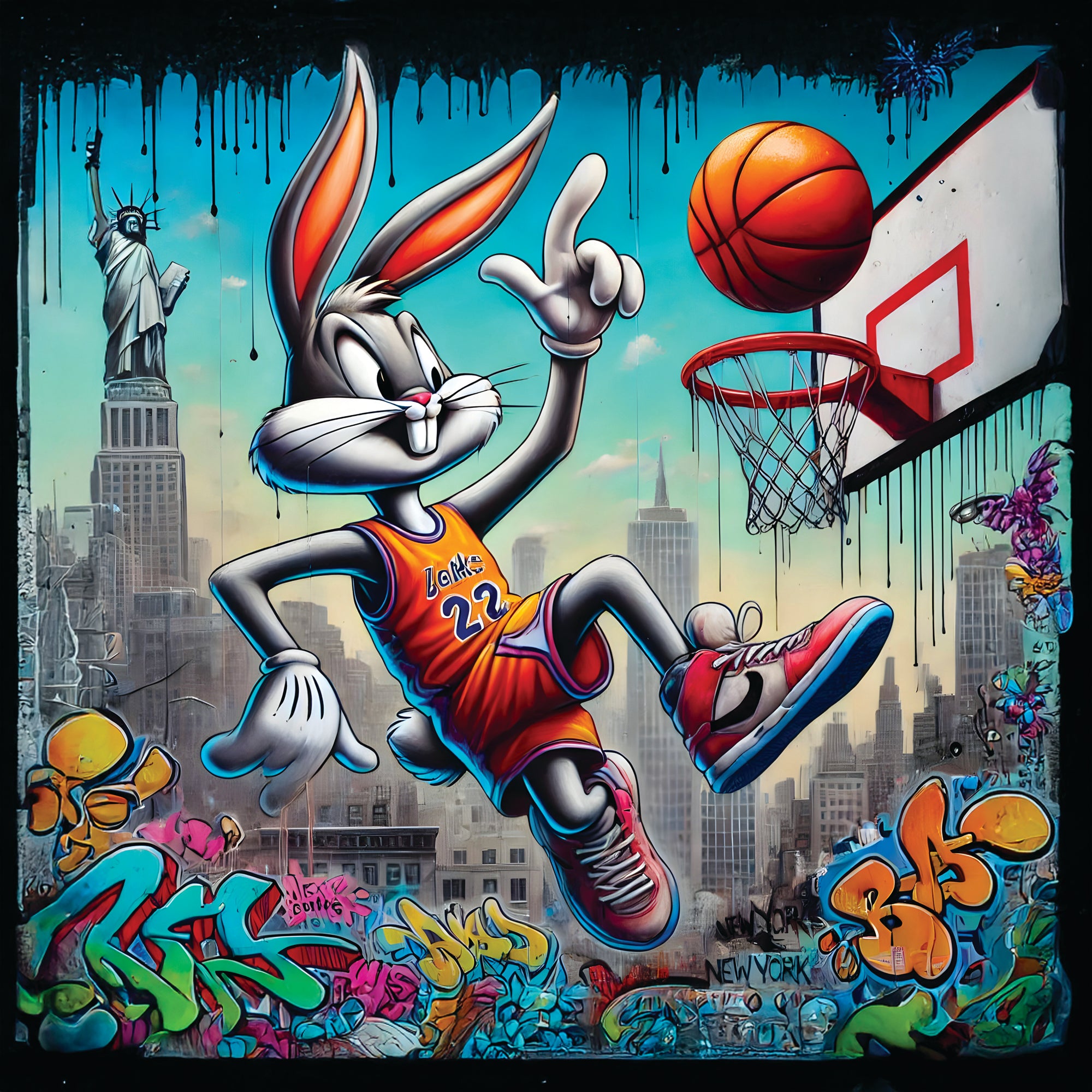 Painting Bugs Bunny New York - Design Street Art Wall Decor