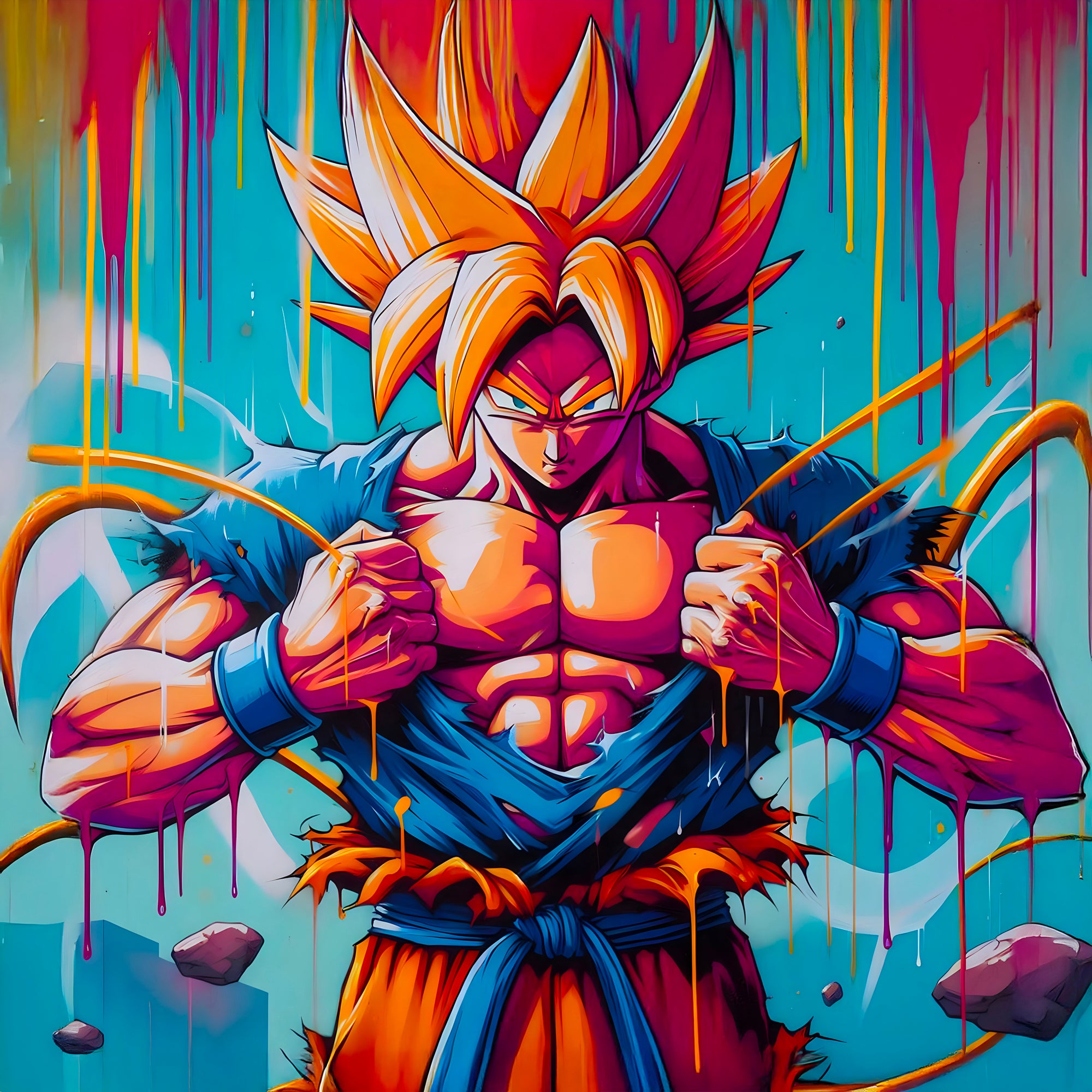 Dragon Ball Z Super Saiyan Pittura in bianco e nero - Déco Murale