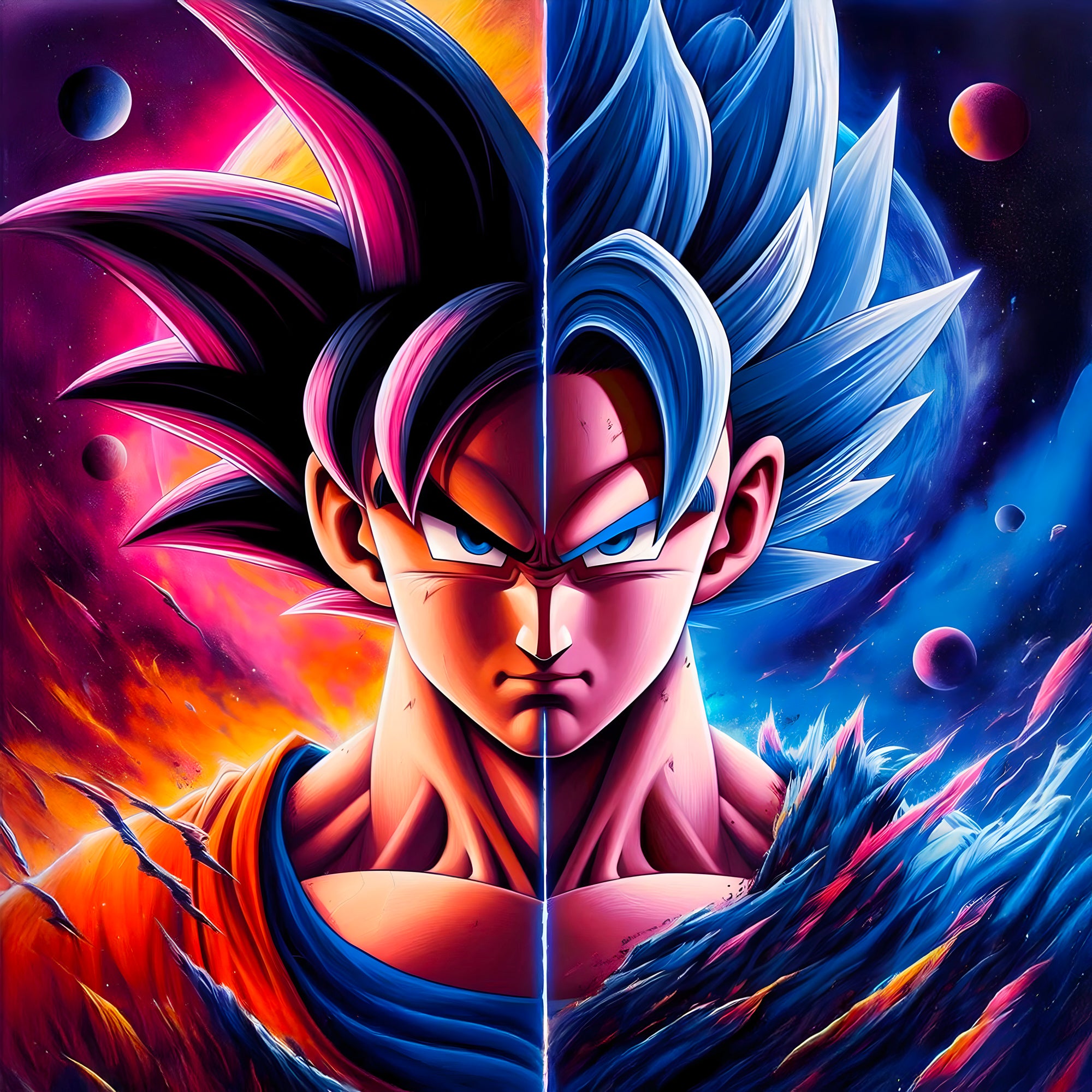 Dragon Ball Z Super Saiyan Pittura in bianco e nero - Déco Murale