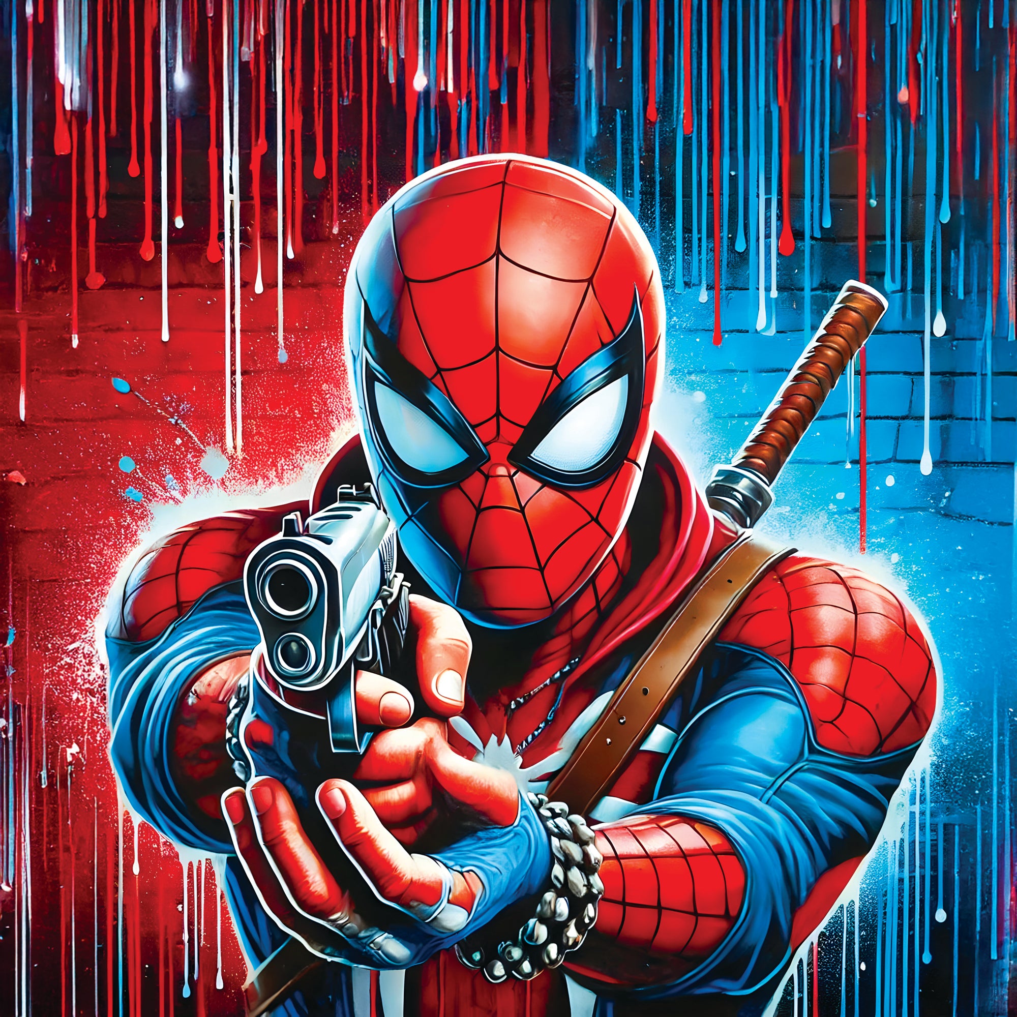 Spiderman Action painting - Décoration Murale Design Cadre Déco