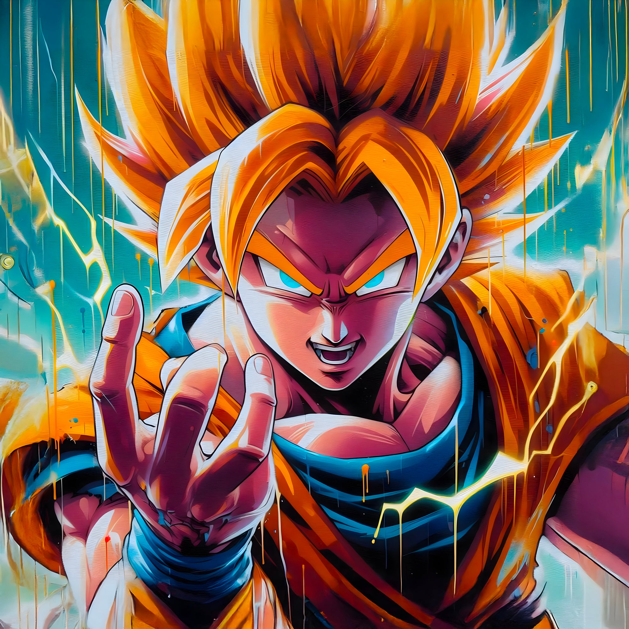 Dragon Ball Z Super Saiyan Pittura in bianco e nero - Déco Murale