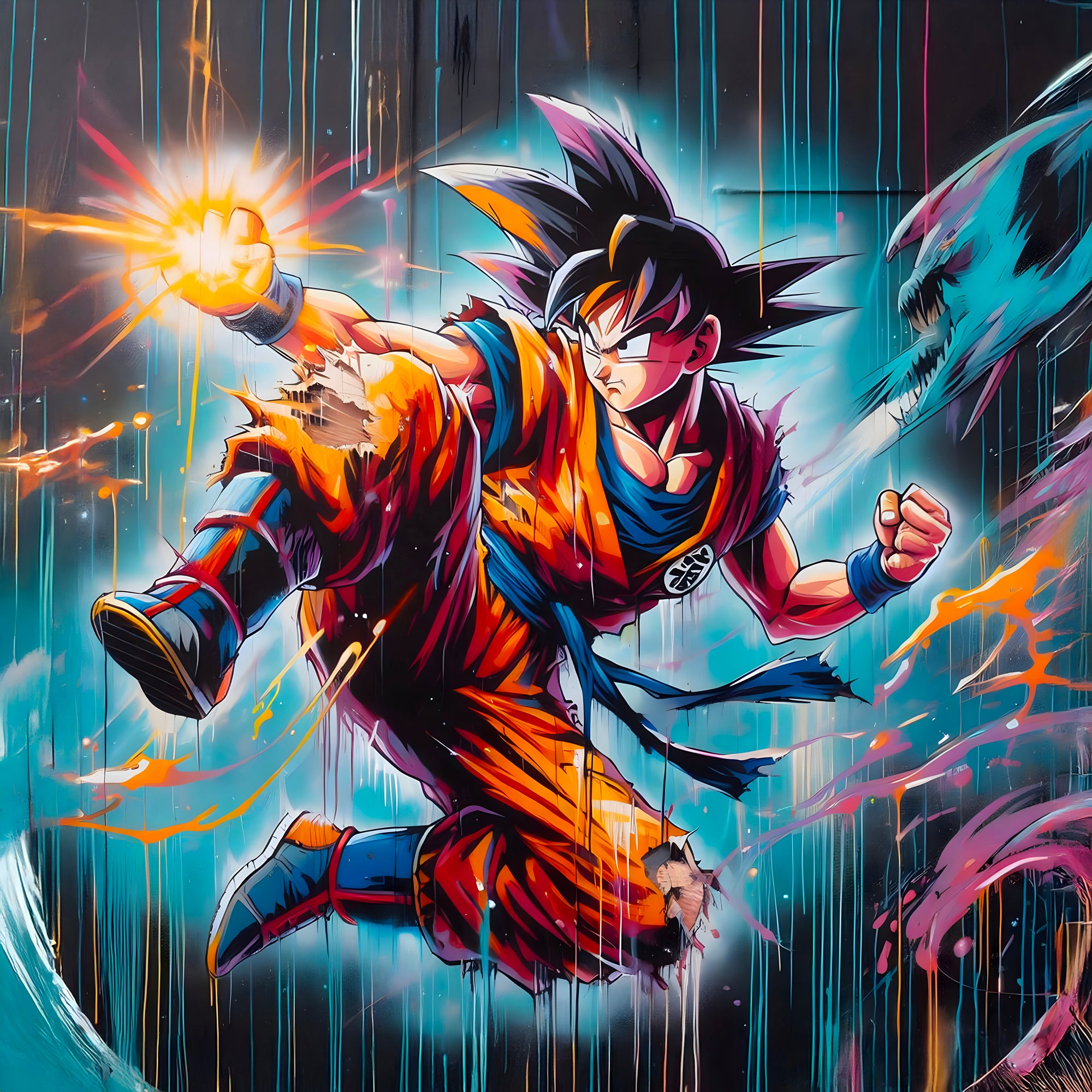 Dragon Ball Z Super Saiyan Pittura in bianco e nero - Déco Murale