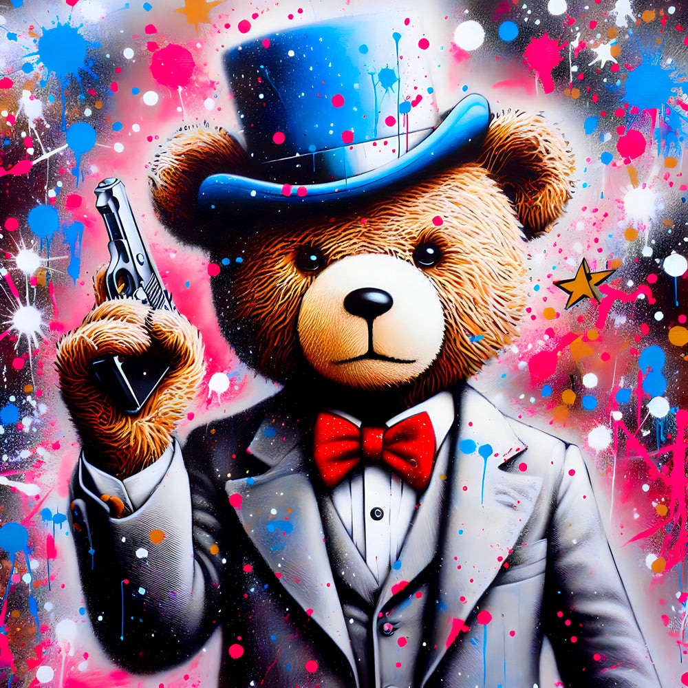 L'Ours Gentleman - Tableau Pop Art - Fabulartz.fr 