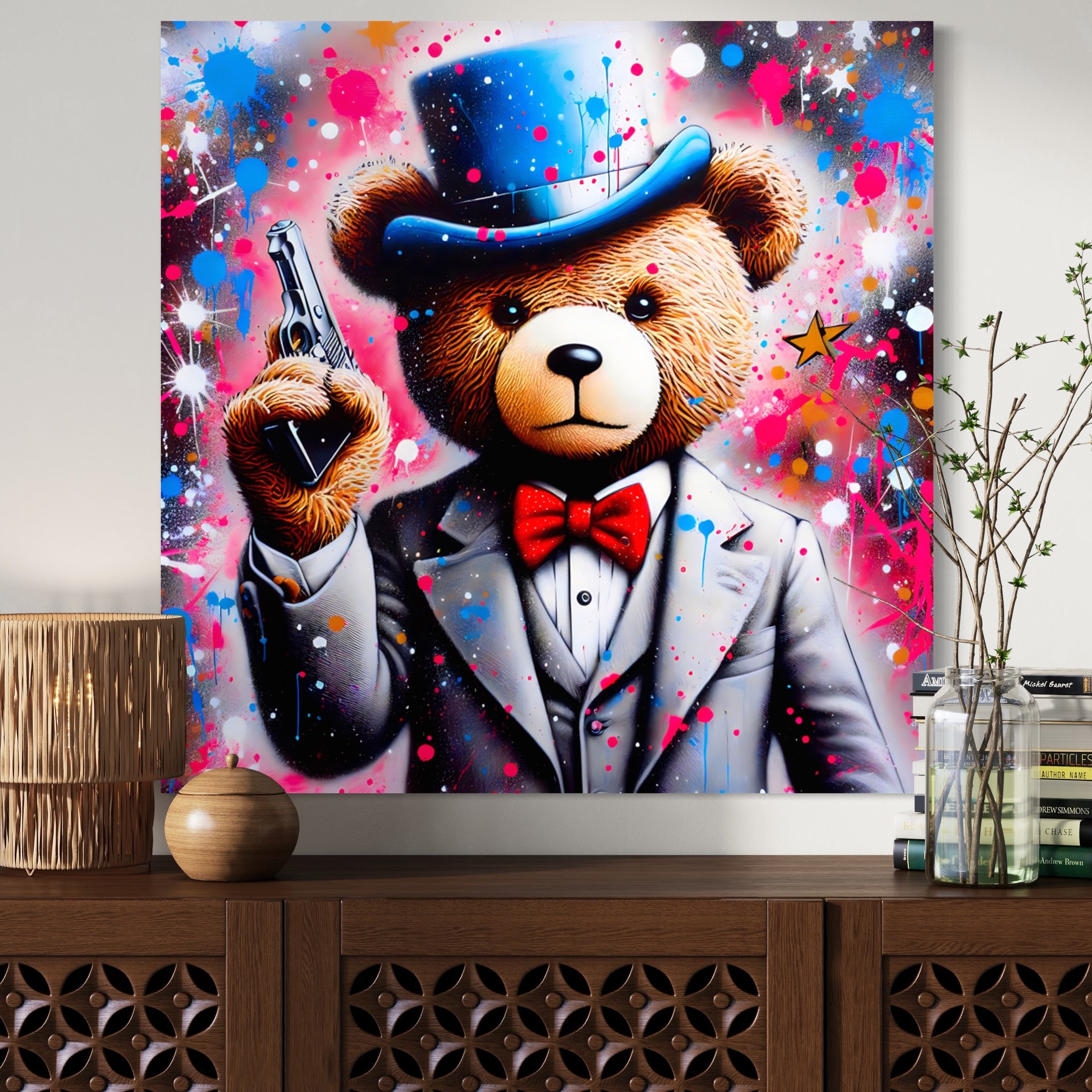 L'Ours Gentleman - Tableau Pop Art - Fabulartz.fr 