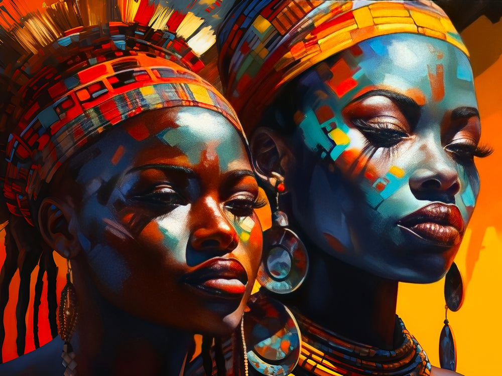 Tableau Africain Duo de Grâce – Profils Éblouissants en Couleurs - Fabulartz.fr 