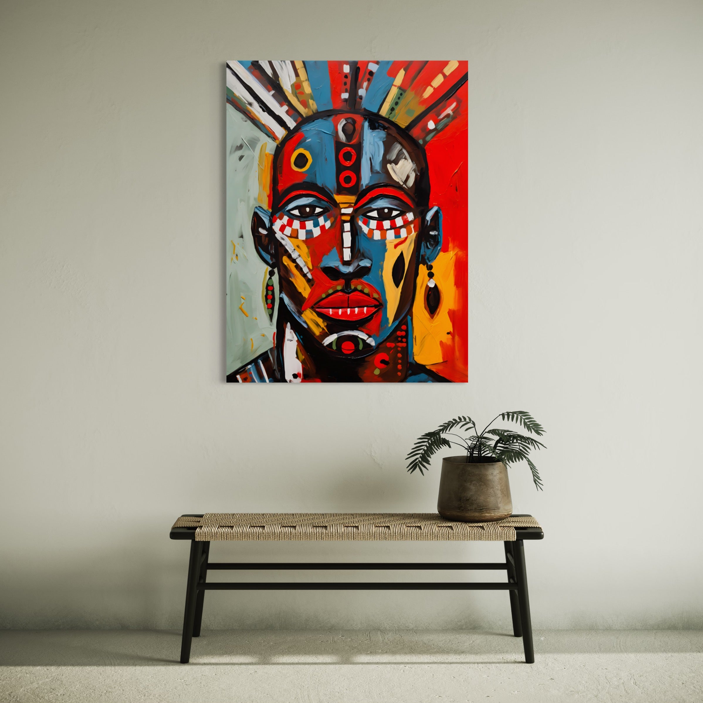 Tableau Africain Pop Art – Visage Tribal Contemporain - Fabulartz.fr 