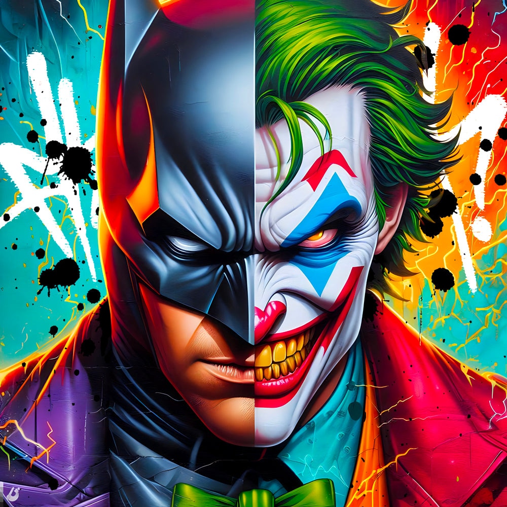 Tableau Batman et Joker Dualité - Décoration Murale Dramatique - Fabulartz.fr 