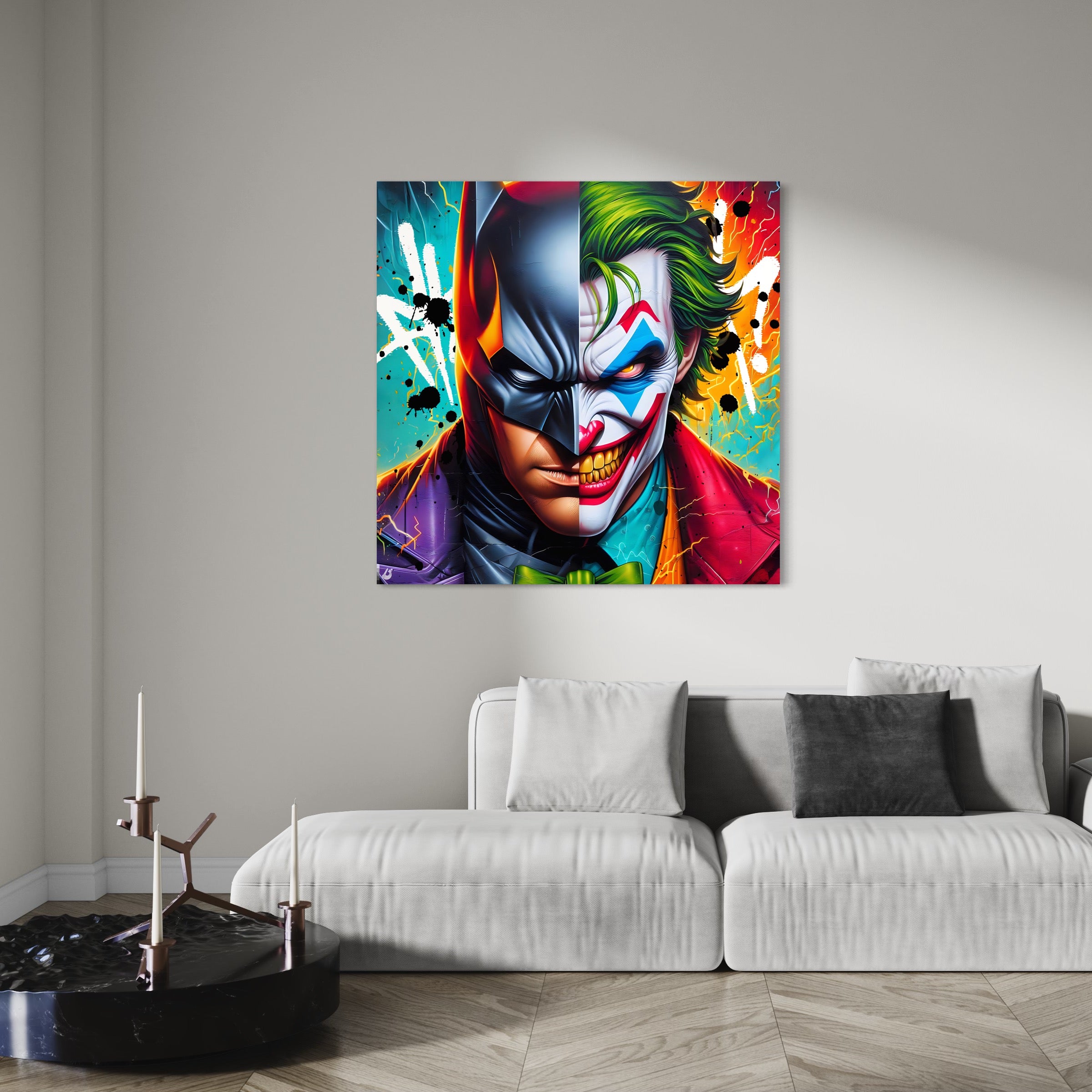 Tableau Batman et Joker Dualité - Décoration Murale Dramatique - Fabulartz.fr 