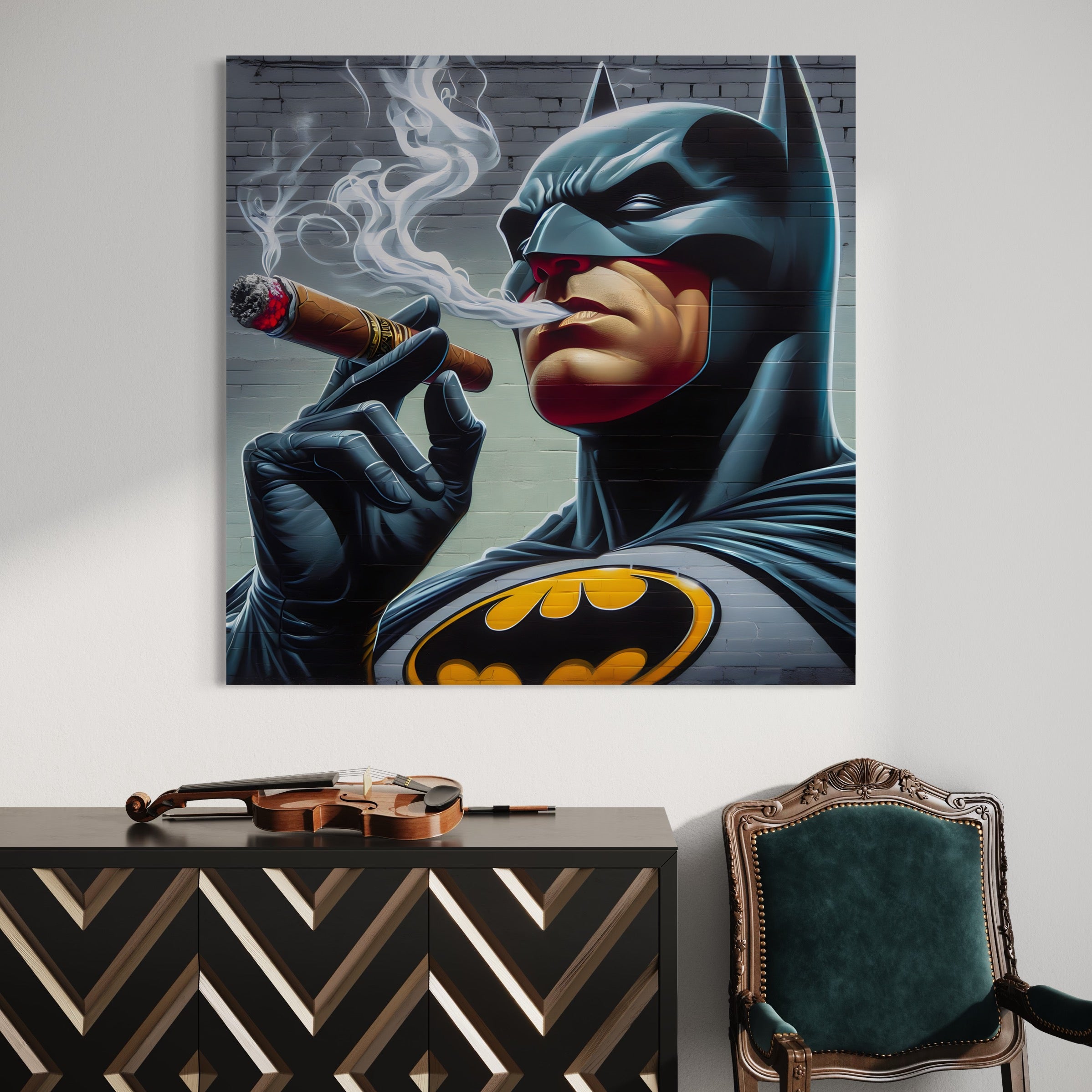 Tableau Batman Fumeur Cigare - Décoration Murale Élégante - Fabulartz.fr 