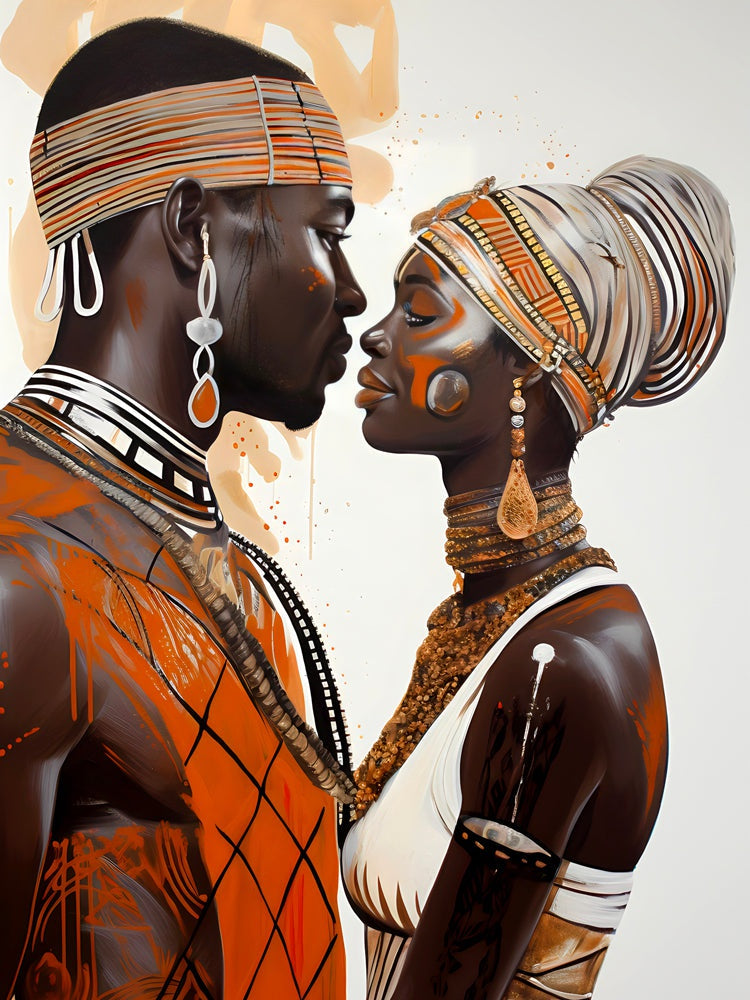 Tableau Couple Africain – Harmonie et Élégance dans l'Art Ethnique - Fabulartz.fr 