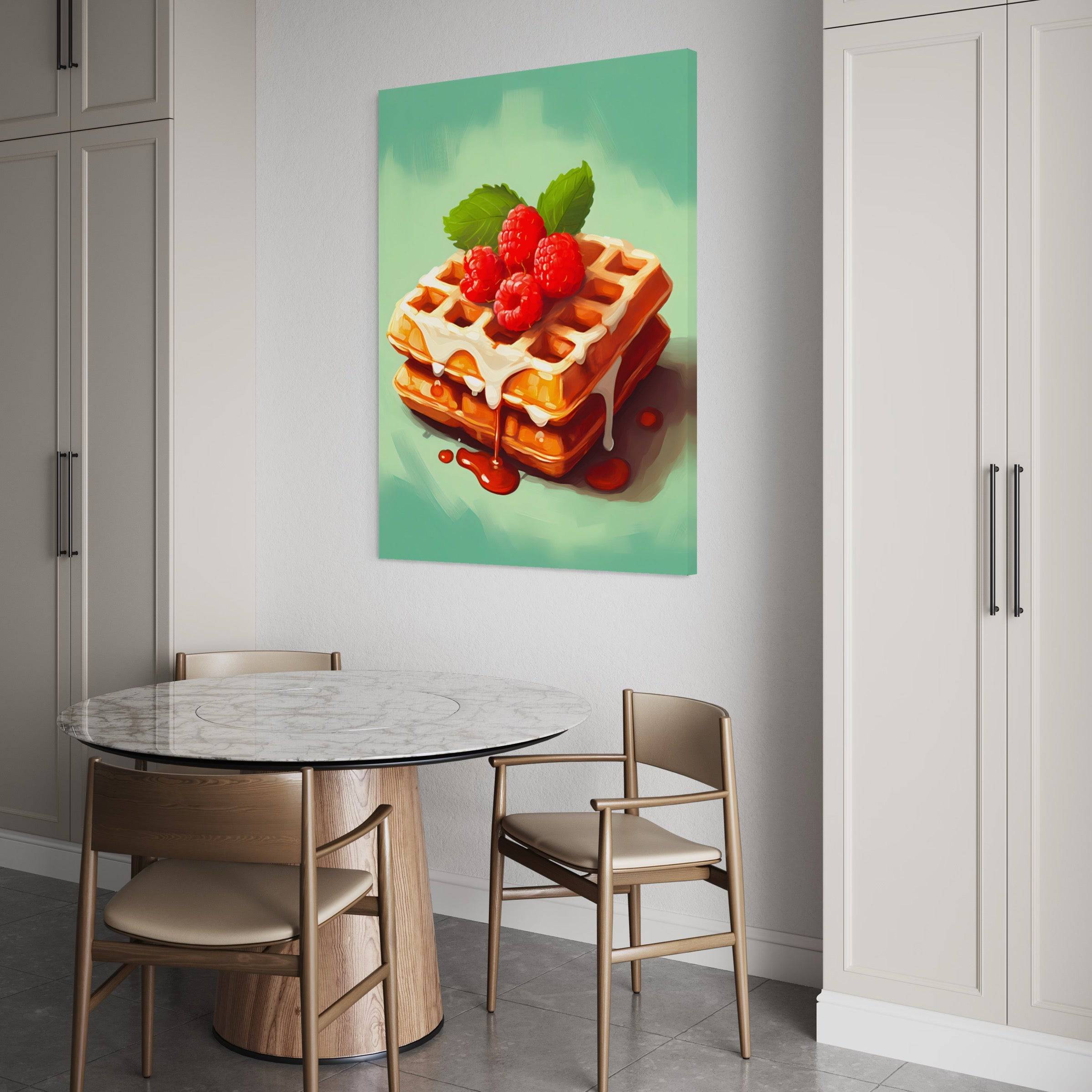 Tableau Décoratif Gaufre et Framboises pour Cuisine - Fabulartz.fr 