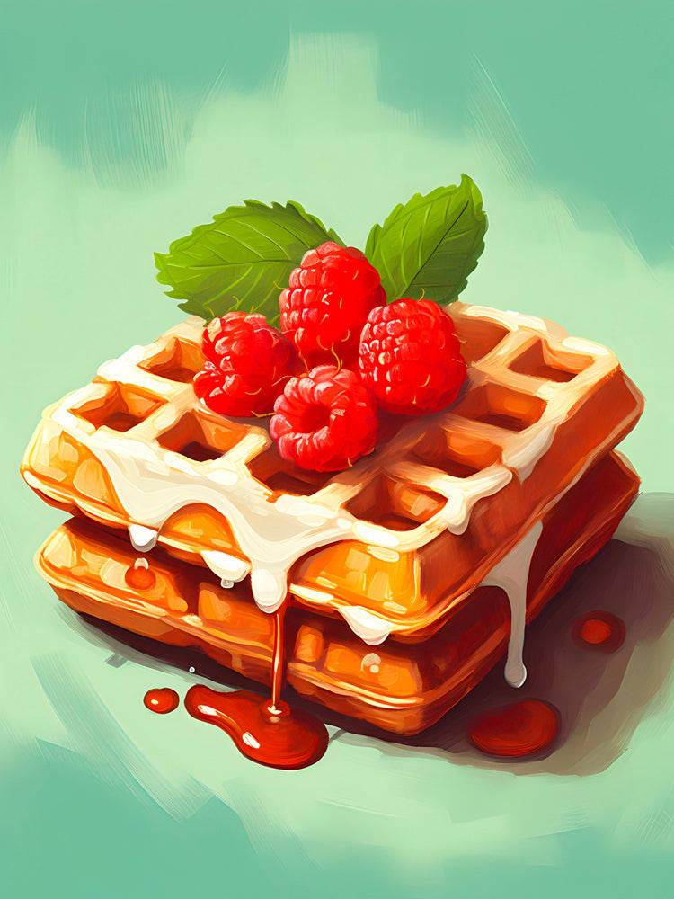 Tableau Décoratif Gaufre et Framboises pour Cuisine - Fabulartz.fr 