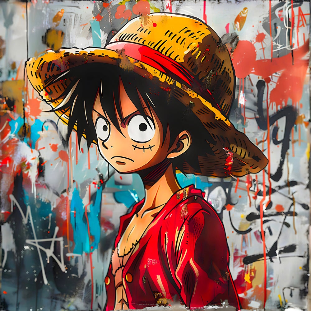 Tableau One Piece - Luffy Street Art - Décoration Murale Design - Fabulartz.fr 
